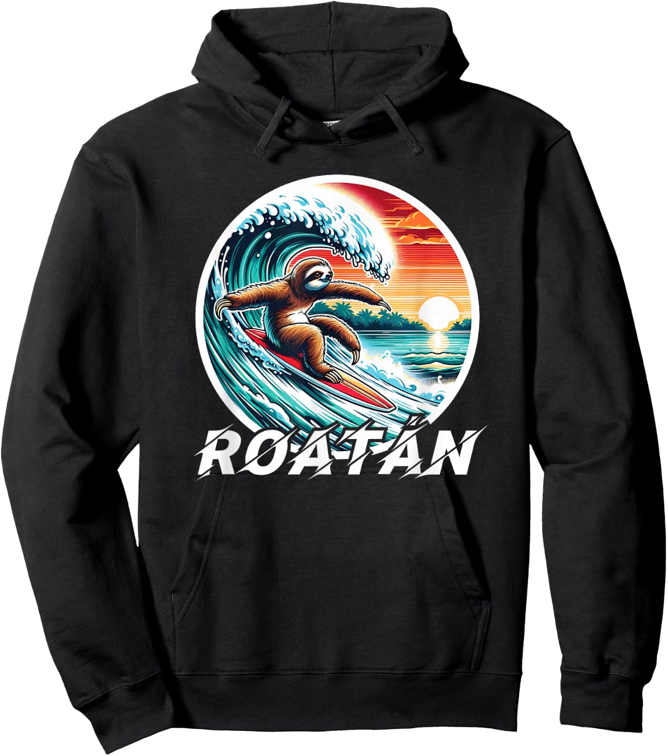 Roatan Sloth, Roatan Honduras Sloth Surfing, Roatan Hoodie - Hoodie | Black