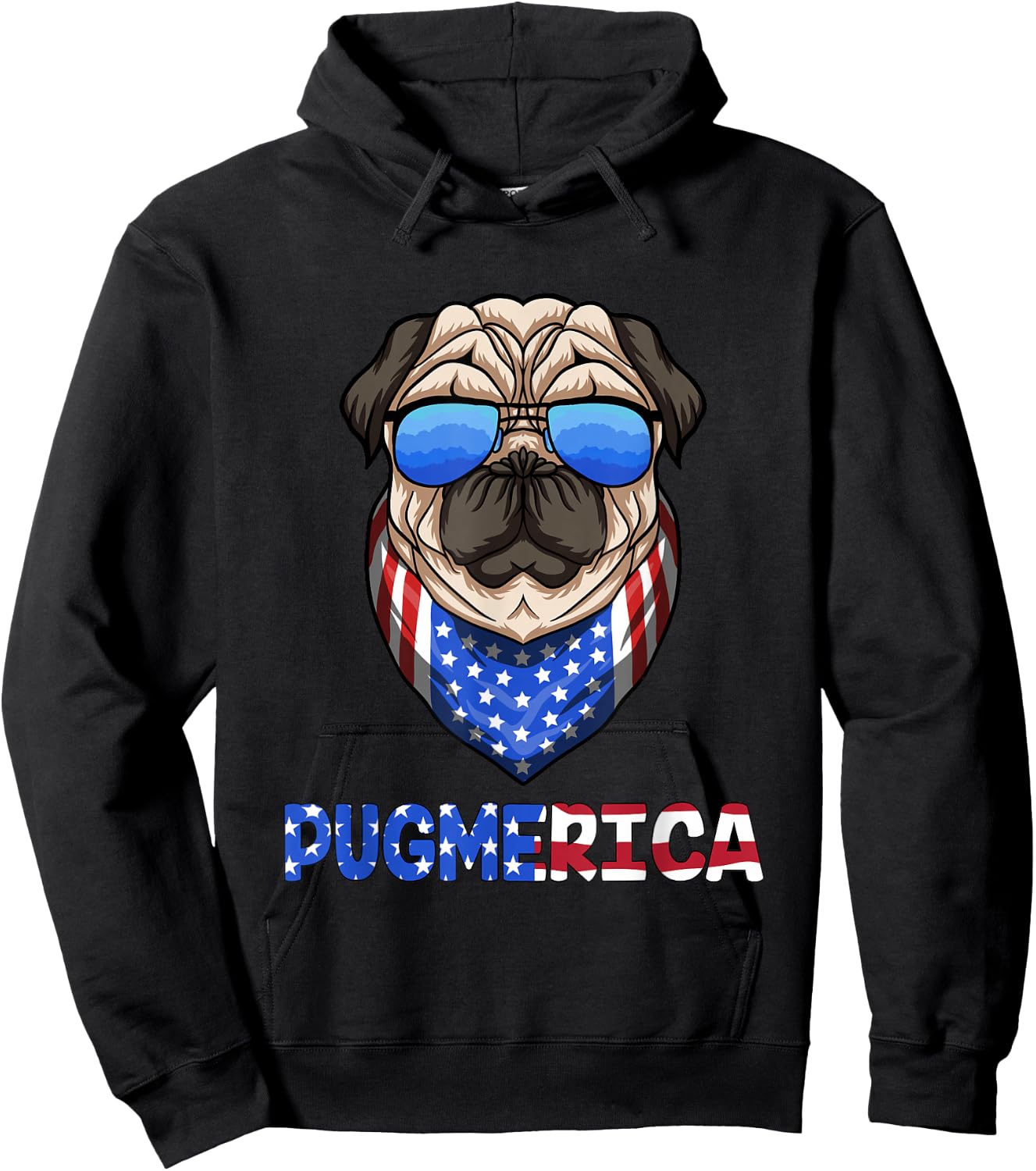 Pug 4th of July Pugmerica Hoodie - Hoodie | Black