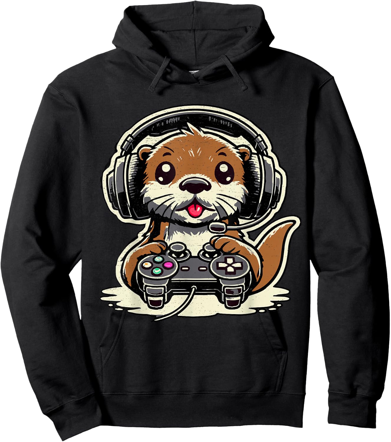 Funny Gaming Otter Gamer Sea Otter Lover Animal Video Game , black Hoodie - Hoodie | Black