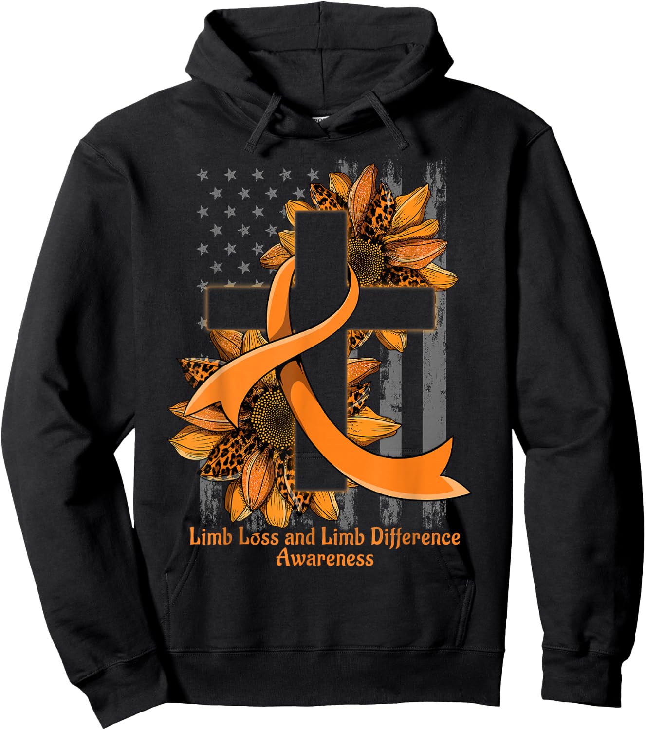 Christian Cross Limb Loss and Limb Difference Awareness Hoodie - Hoodie | Black