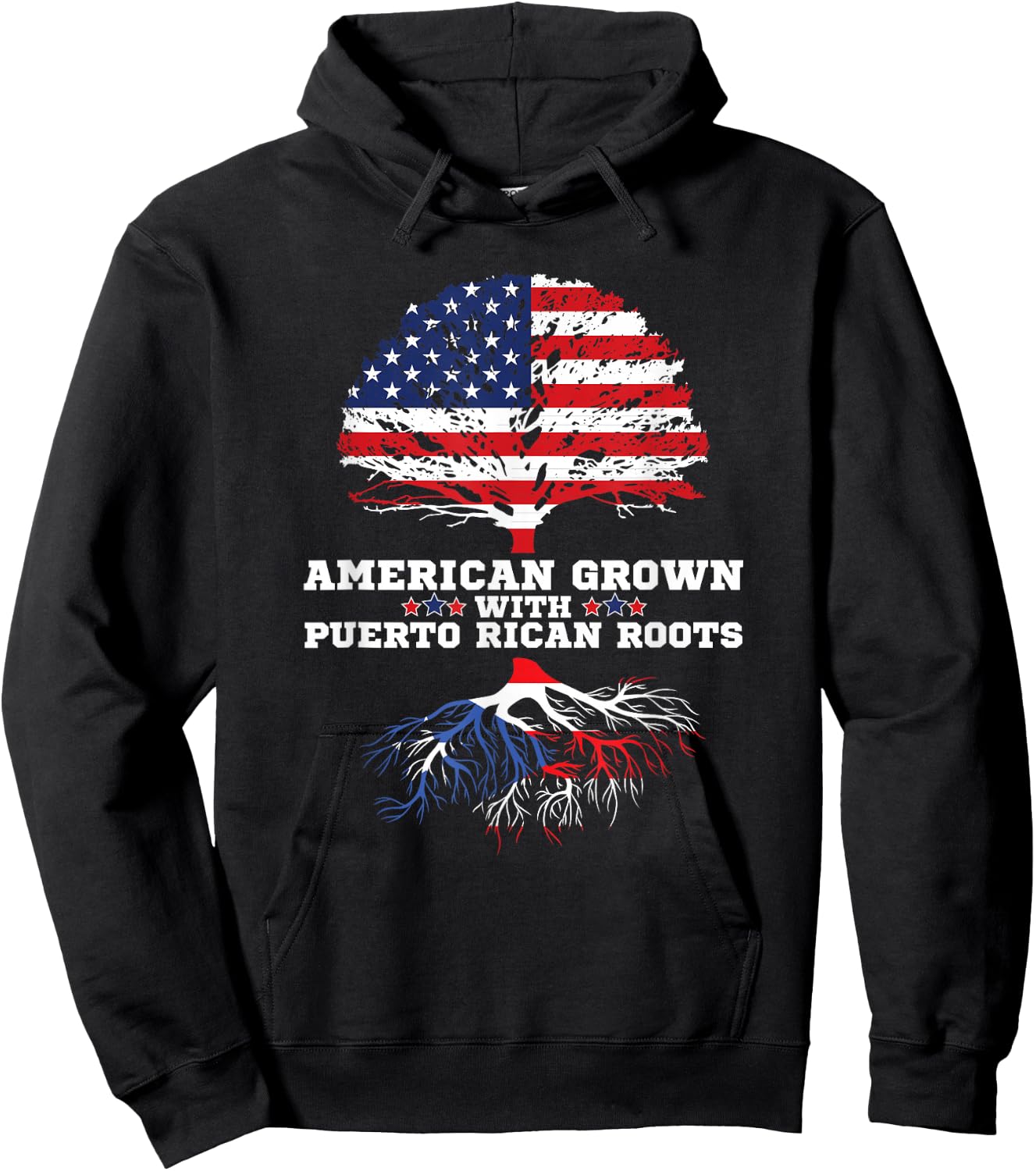 Puerto Rico Roots American Grown Puerto Rican Roots Hoodie - Hoodie | Black