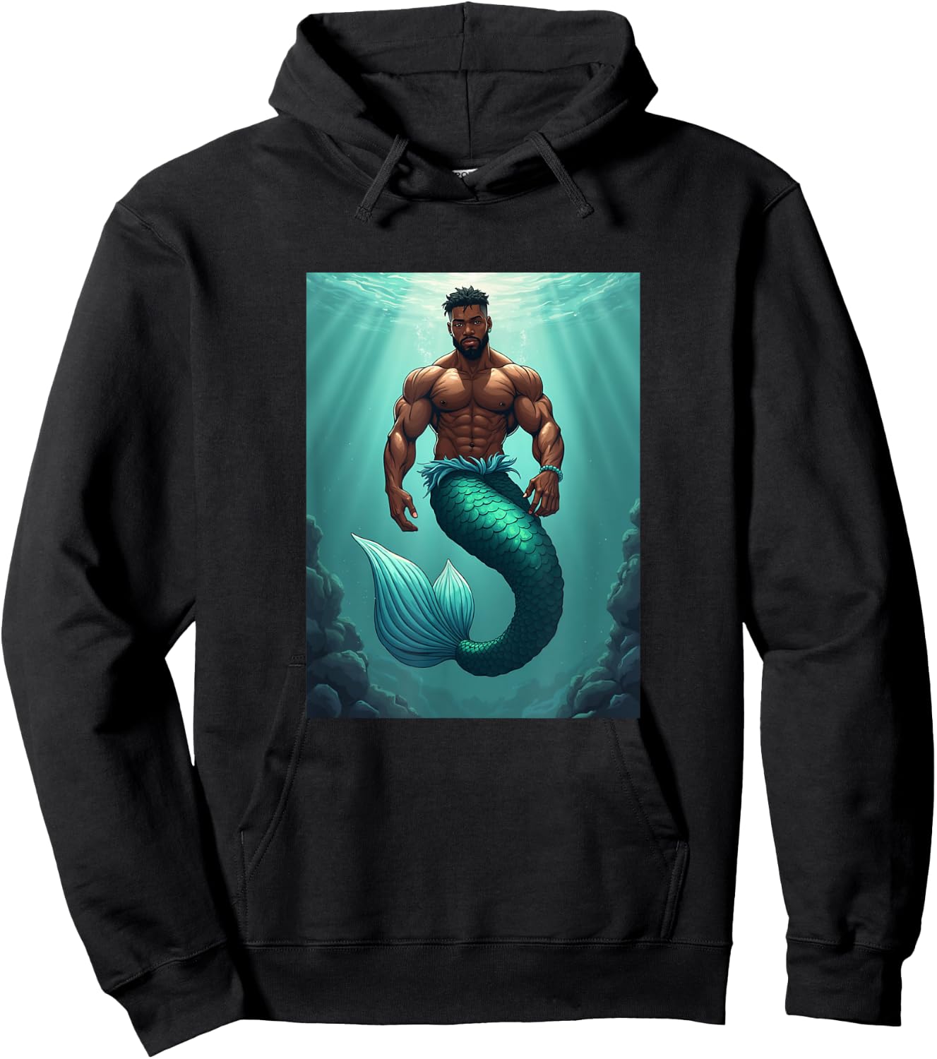 LGBTQ Transgender Gay Muscle African Mermaid Gay Merman Hoodie - Hoodie | Black