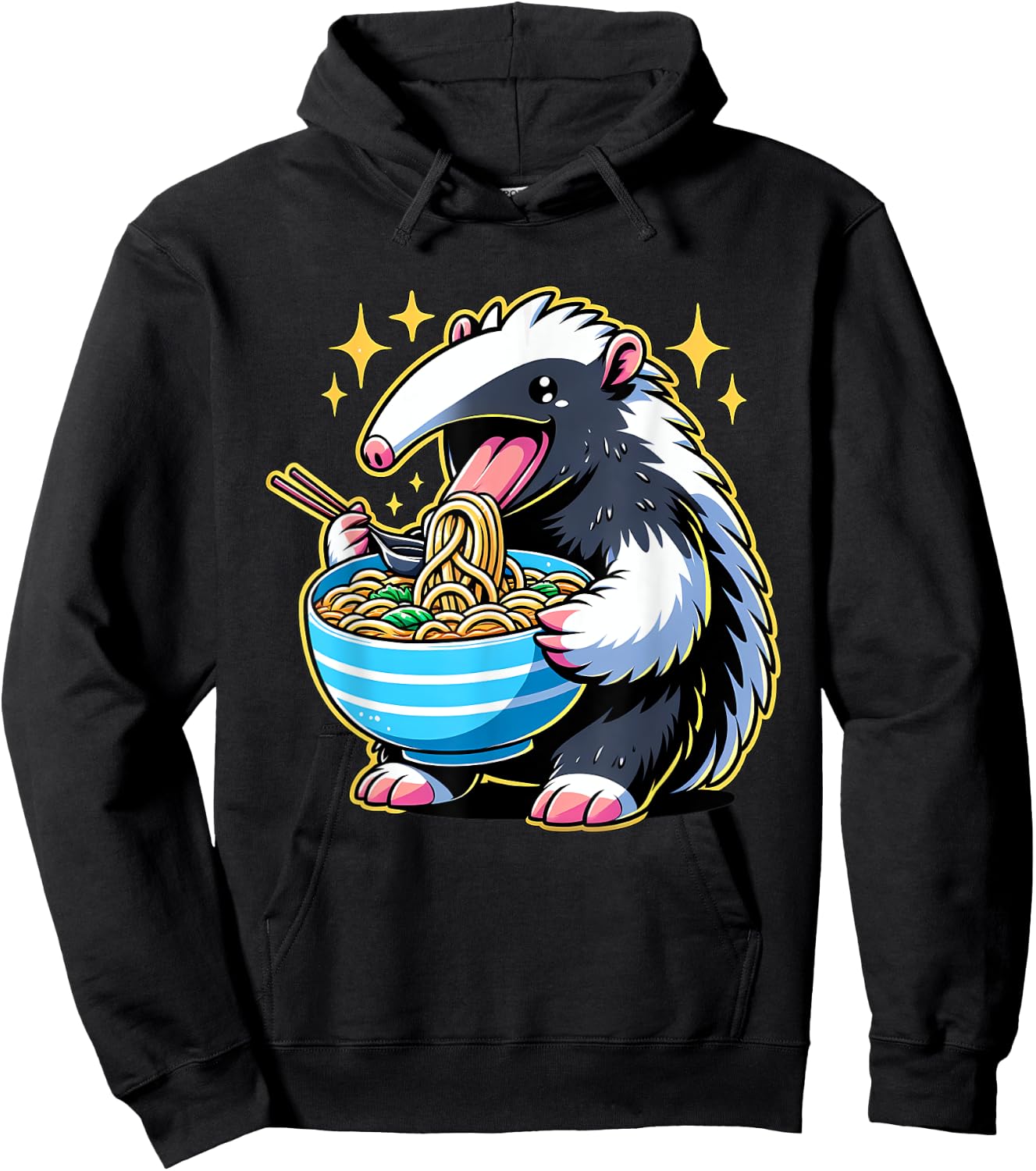 Kawaii Anime Anteater Ramen Hoodie - Hoodie | Black