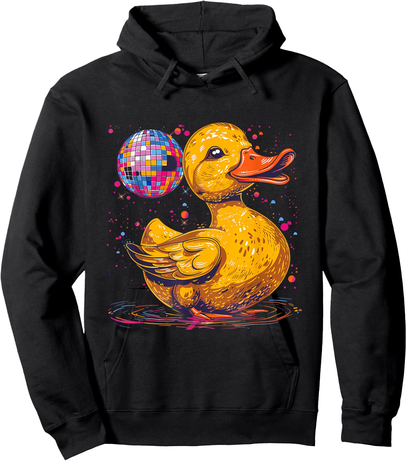Rubber Duck Disco Ball Artwork Dancing Rubber Duckling Hoodie - Hoodie | Black