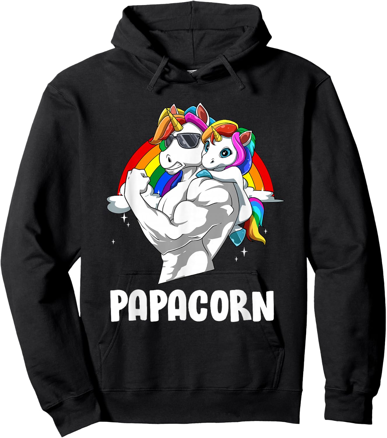 Funny Papacorn Papa Unicorn , black Hoodie - Hoodie | Black