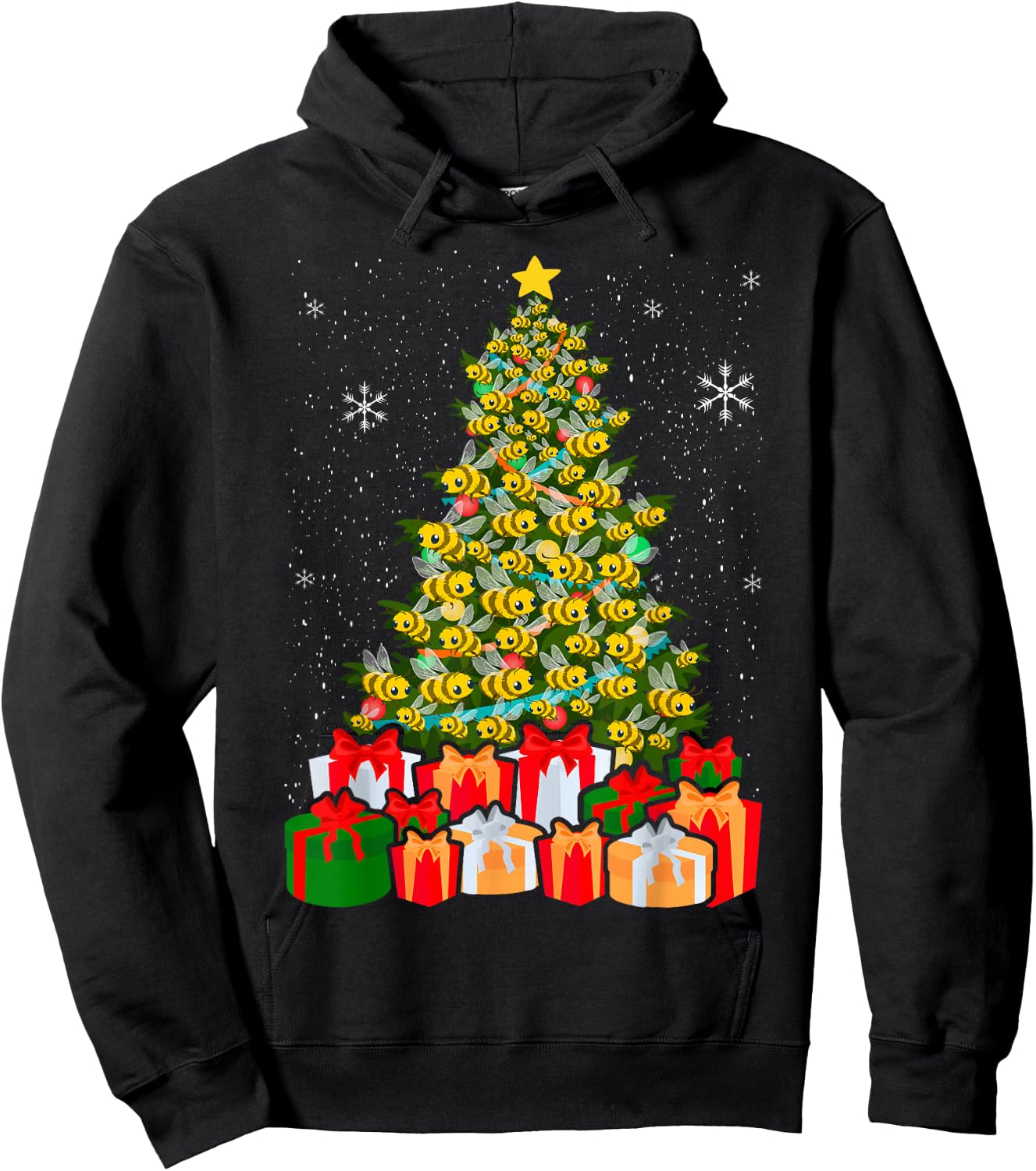 Bees Tree Christmas Sweater Xmas For Bees Lover Hoodie - Hoodie | Black