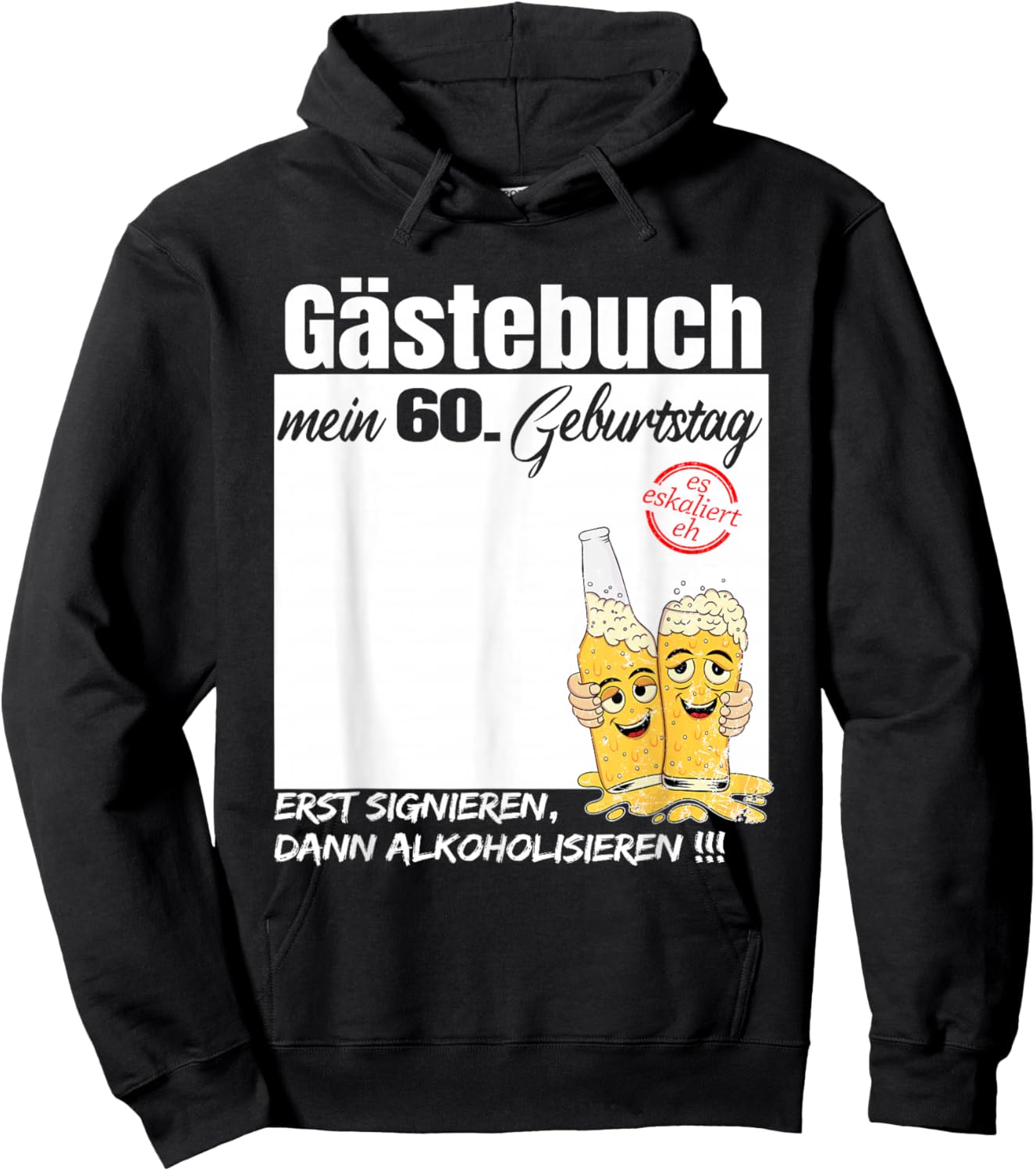 Guest Book 60th Birthday Man Woman Funny 60th Birthday Decoration , black Hoodie - Hoodie | Black