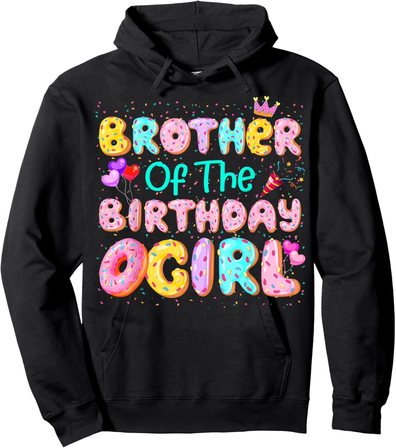 Brother Of The Birthday Girl Sweet Donut Matching Family Hoodie - Hoodie | Black