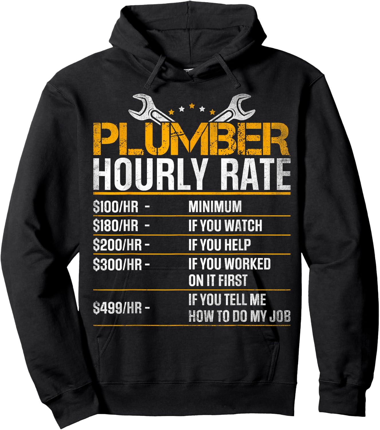 Plumber Hourly Rate Funny Plumber Men Gag Gifts Hoodie - Hoodie | Black