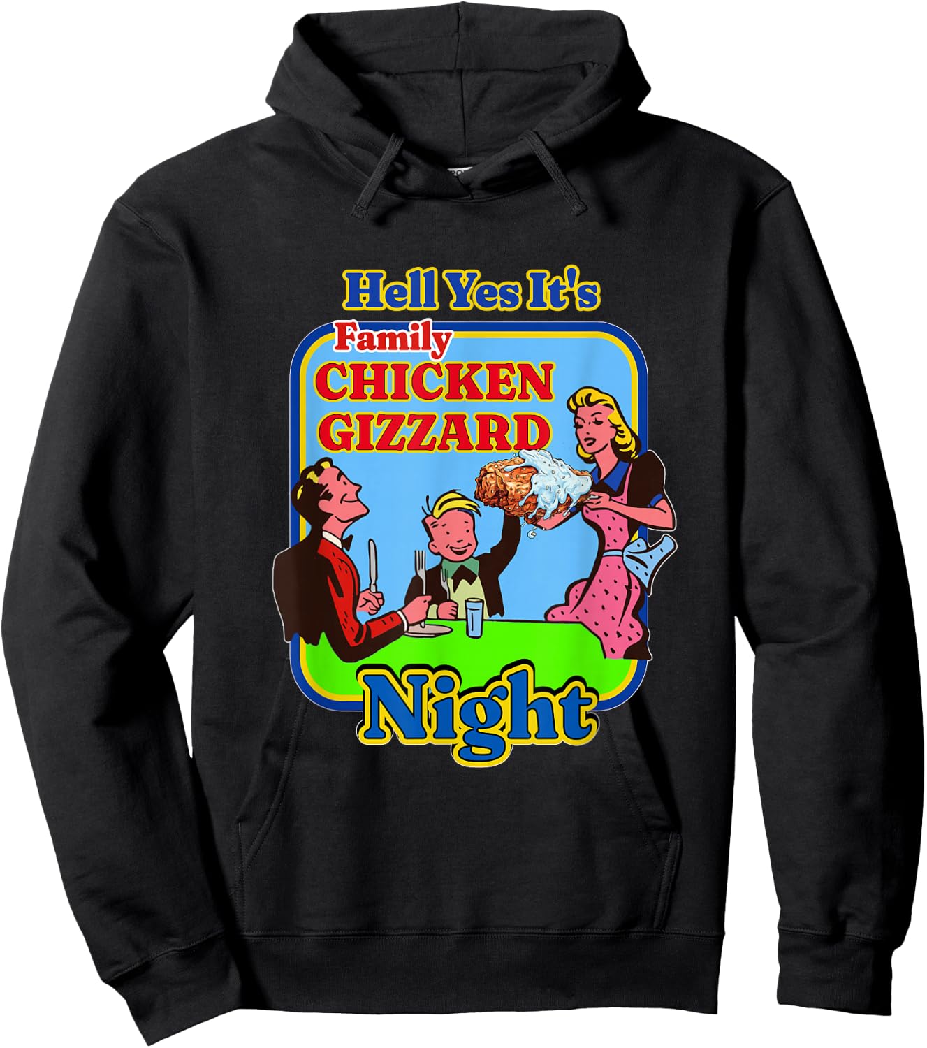 Retro Hell Yes It's Family Chicken Gizzard Night Vintage Hoodie - Hoodie | Black