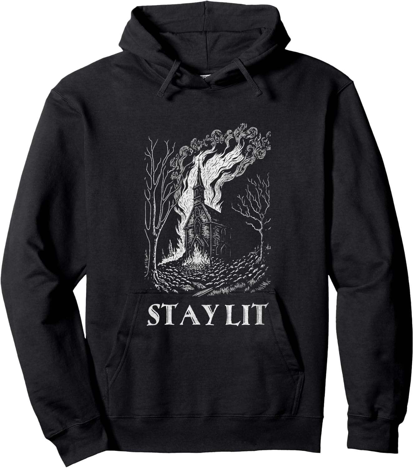 Okkult Atheist Burn Church Stay Lit Satan Devil Grunge Hoodie - Hoodie | Black
