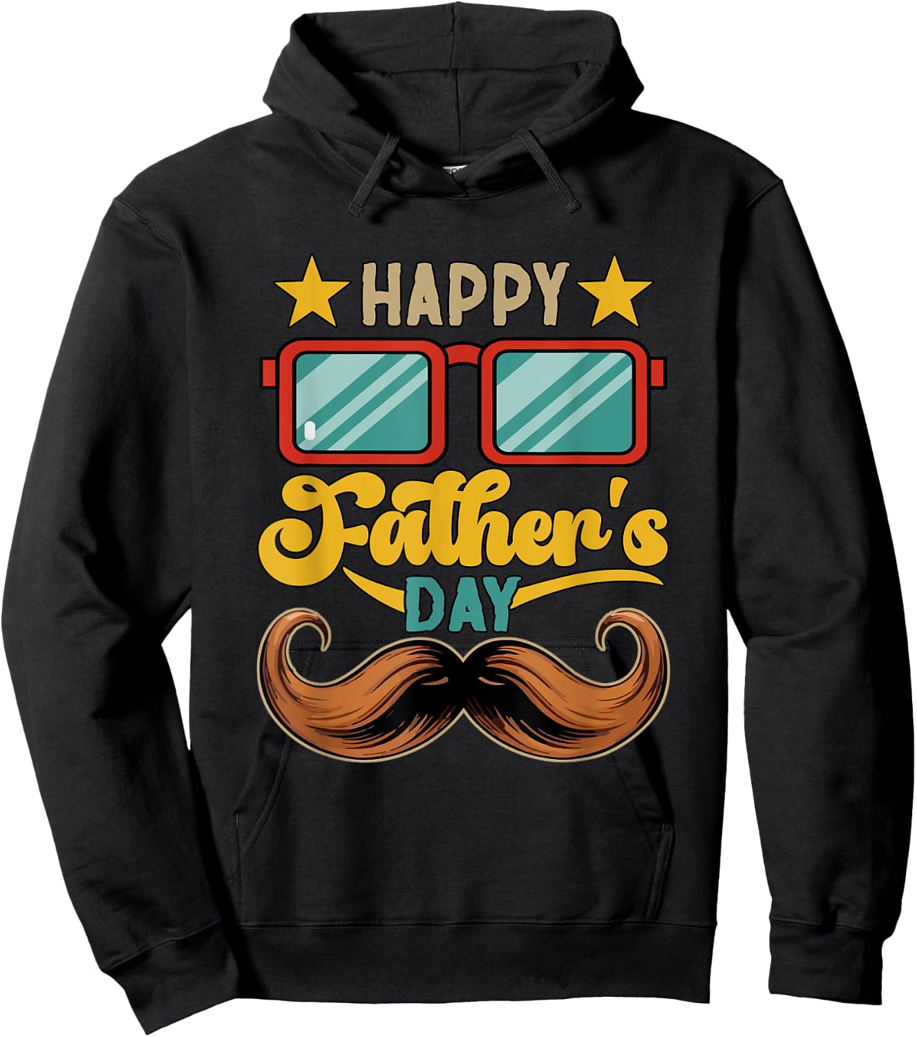 Happy Father's Day Sunglasses Mustache Matching Family Group Hoodie - Hoodie | Black