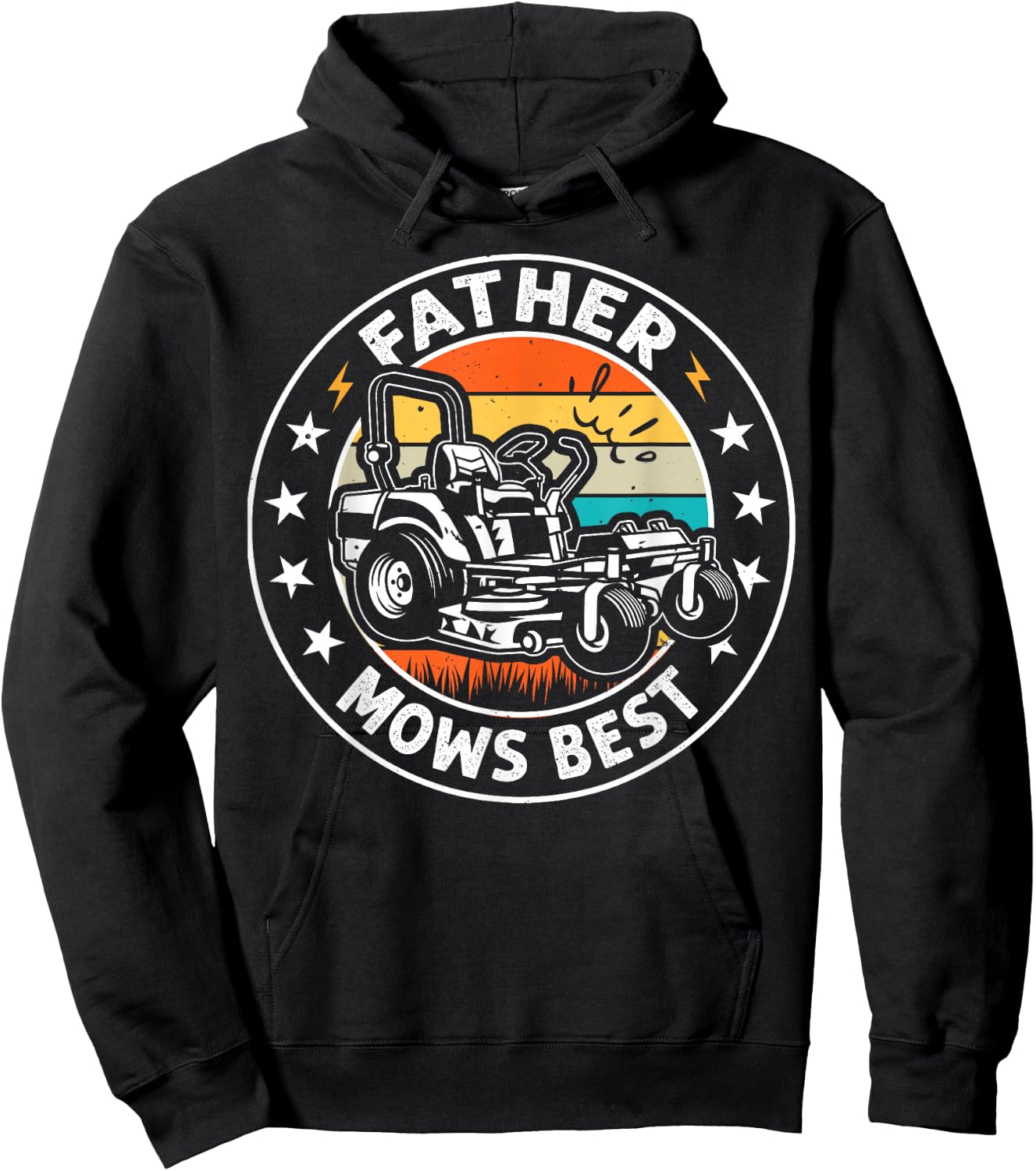Father Mows Best Funny Riding Mower Lawn Father's Day Men Hoodie - Hoodie | Black
