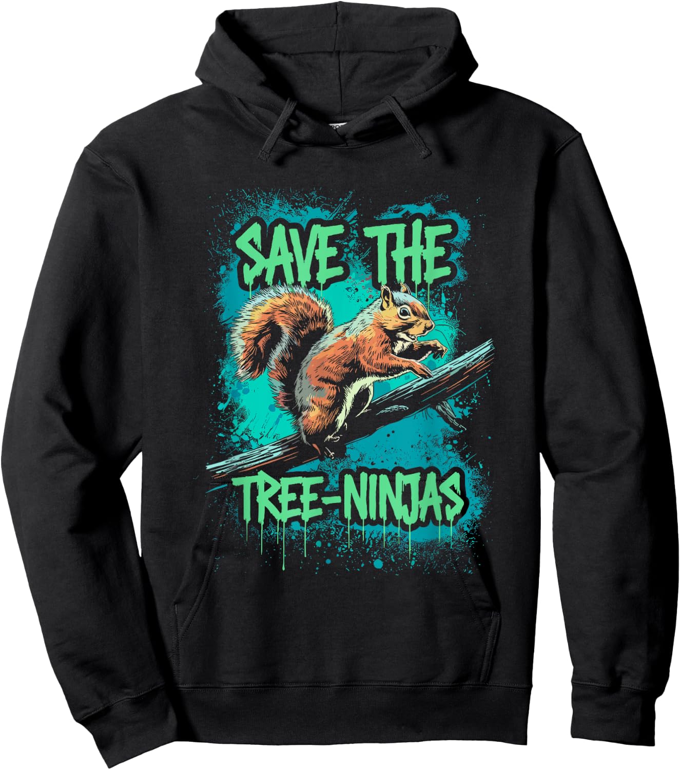 Save The Tree Ninjas, Funny Squirrel Hoodie - Hoodie | Black