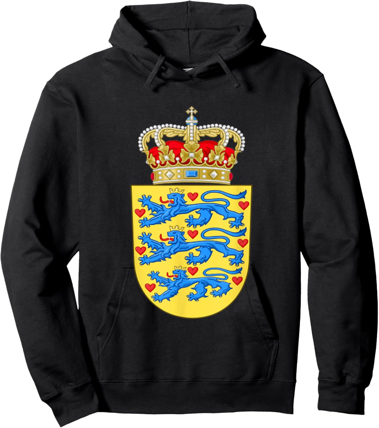 Denmark Coat Of Arms Danish Emblem Symbol Shirt Hoodie - Hoodie | Black