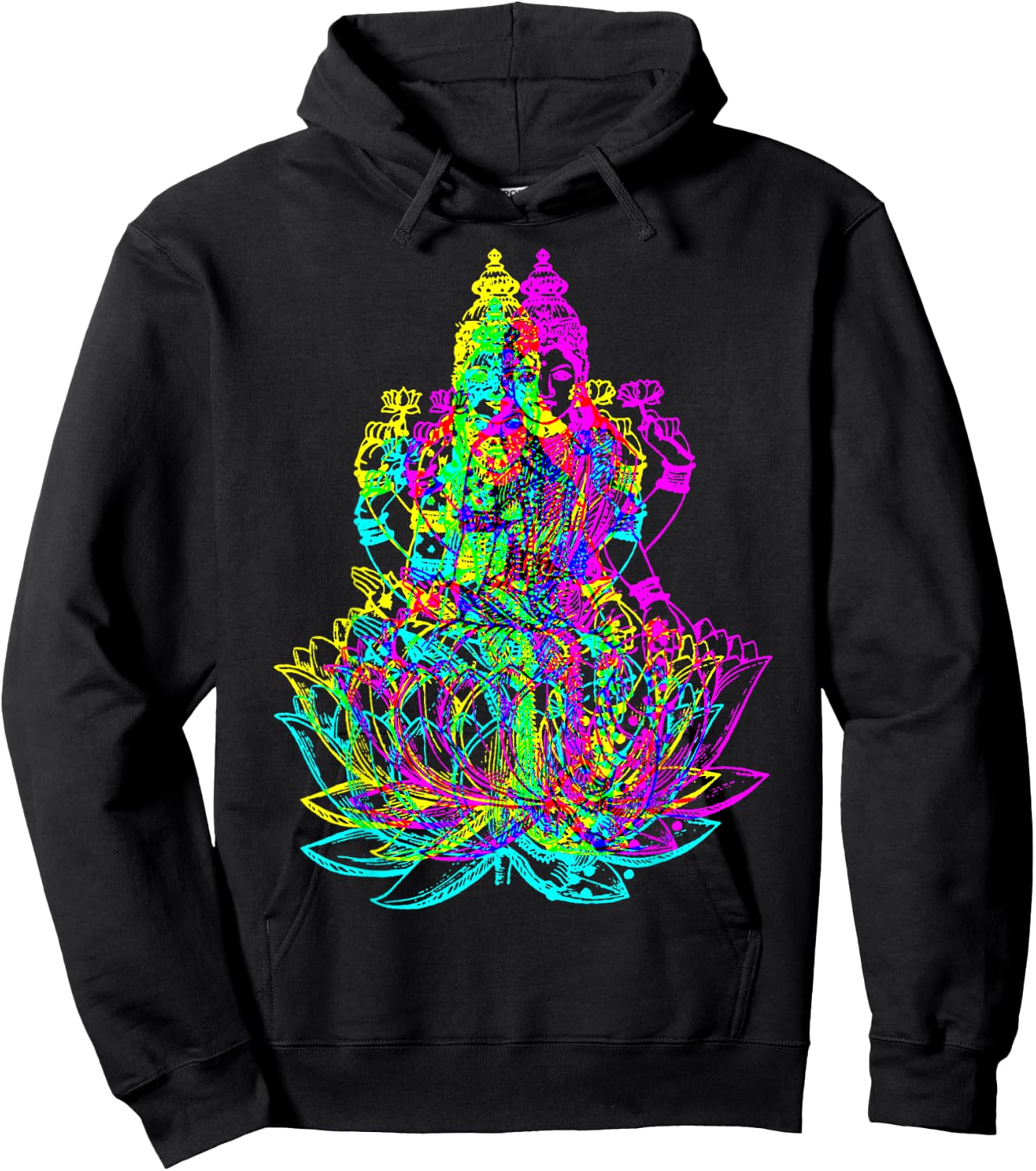 Hindu Goddess Lakshmi Shakti - Psychedelic Colors Hoodie - Hoodie | Black
