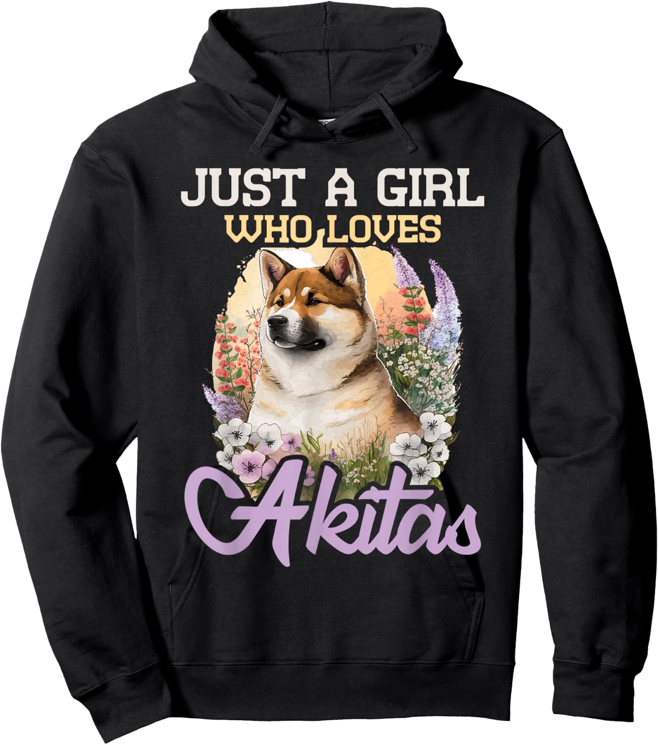 Just A Girl Who Loves Akitas - Floral Dog Trainer Pet Lover Hoodie - Hoodie | Black