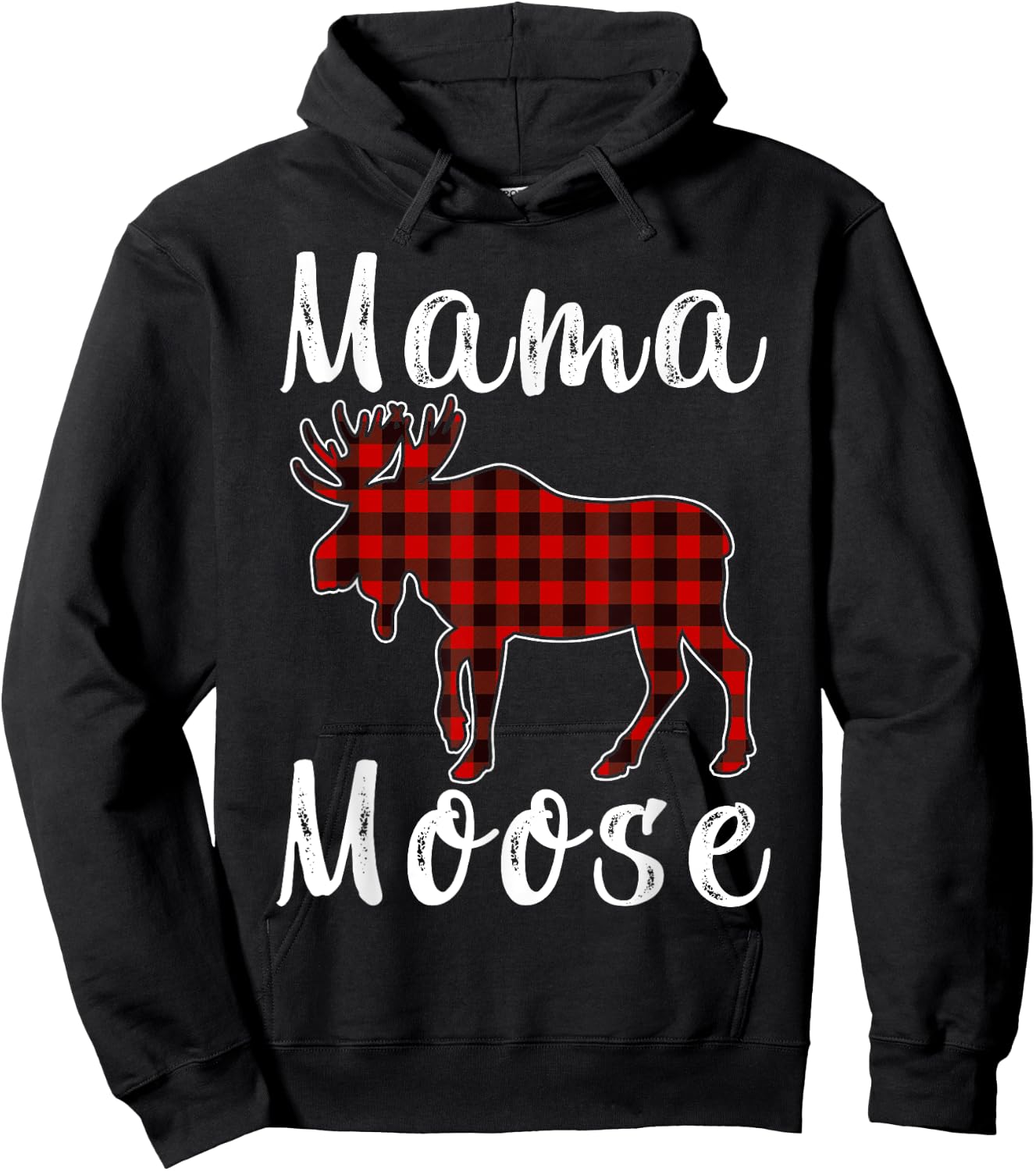 Mama Moose Family Christmas Pajama Red& Black Plaid Flannel Hoodie - Hoodie | Black