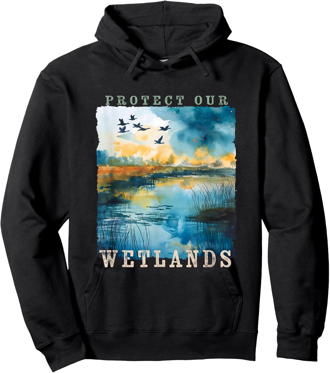 Protect Our Wetlands Ducks Bird Watching Water Conservation Hoodie - Hoodie | Black