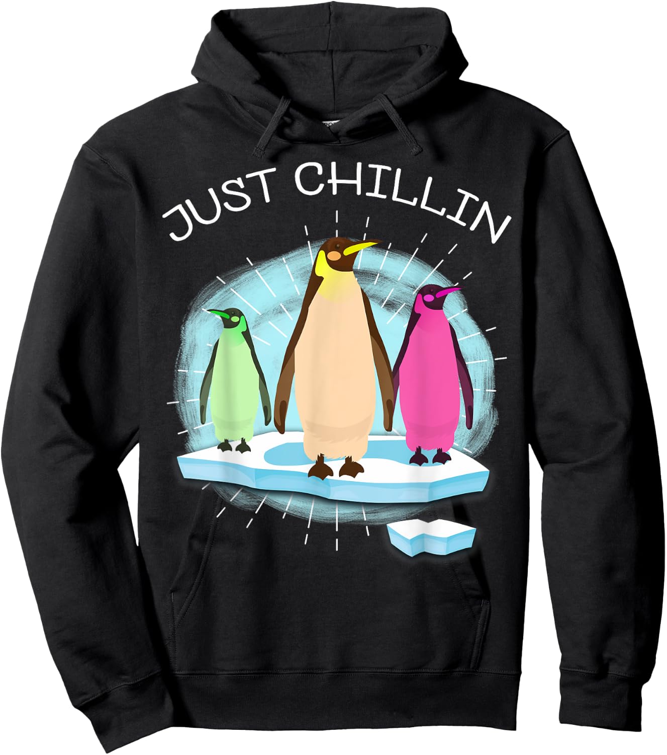 UAB KIDKIS Kids Black Cartoon Penguin On Ice Funnny Hoodie - Hoodie | Black
