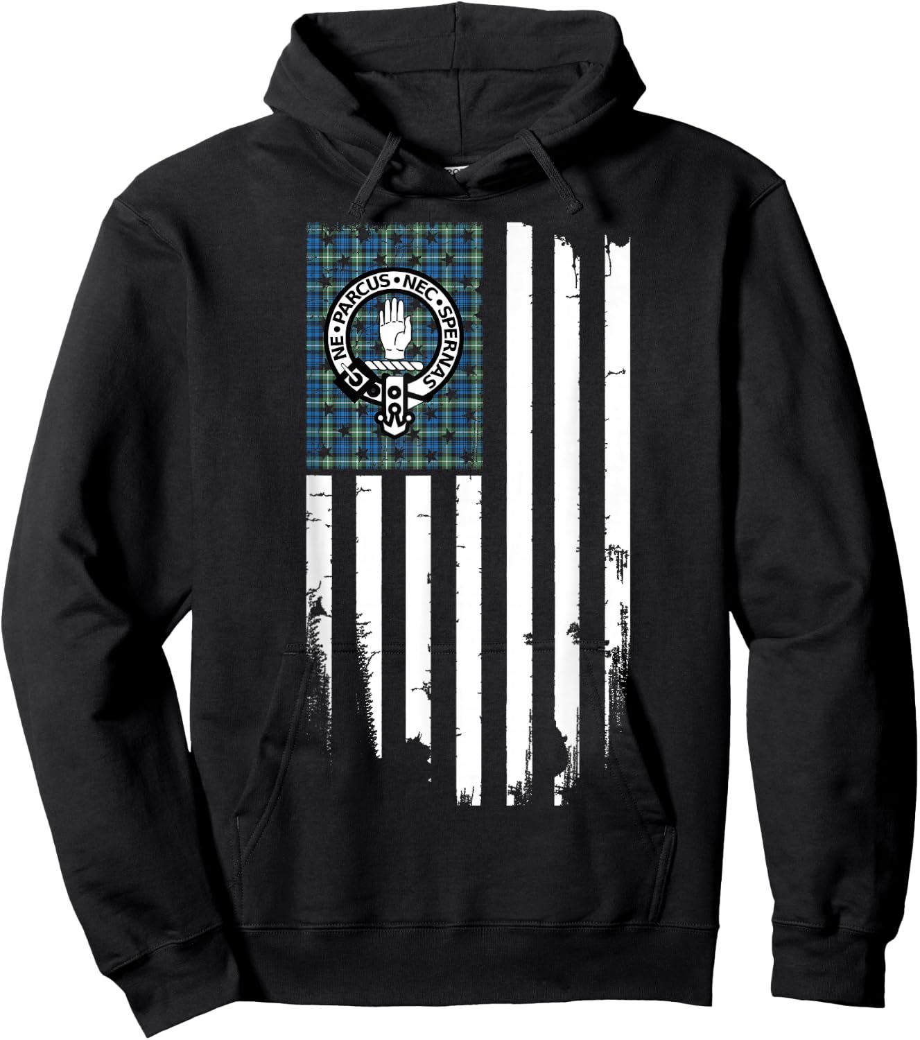 Scottish American Lamont Clan & Stripes Flag Hoodie - Hoodie | Black