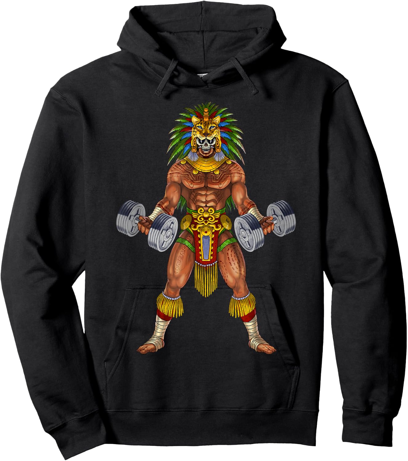 Aztec Jaguar Warrior Bodybuilding Gym Weightlifting Fitness Hoodie - Hoodie | Black