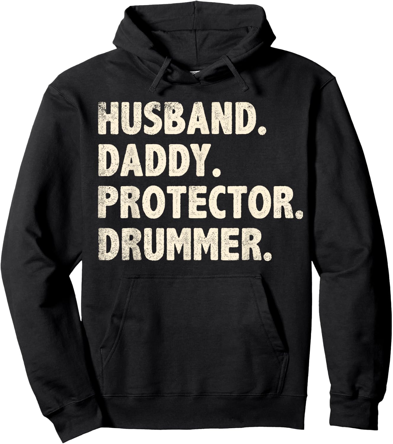 Husband Daddy Protector Drummer Fathers Day Funny Drumming Hoodie - Hoodie | Black