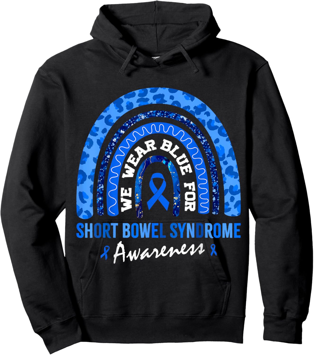 Rainbow August Blue for Short Bowel Syndrome Awareness Hoodie - Hoodie | Black