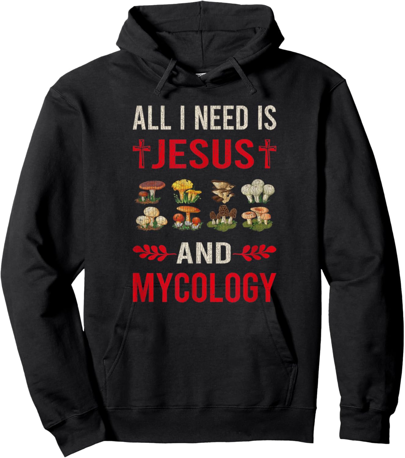 Vintage I Need Jesus And Mycologist Mushroom Nature Hoodie - Hoodie | Black