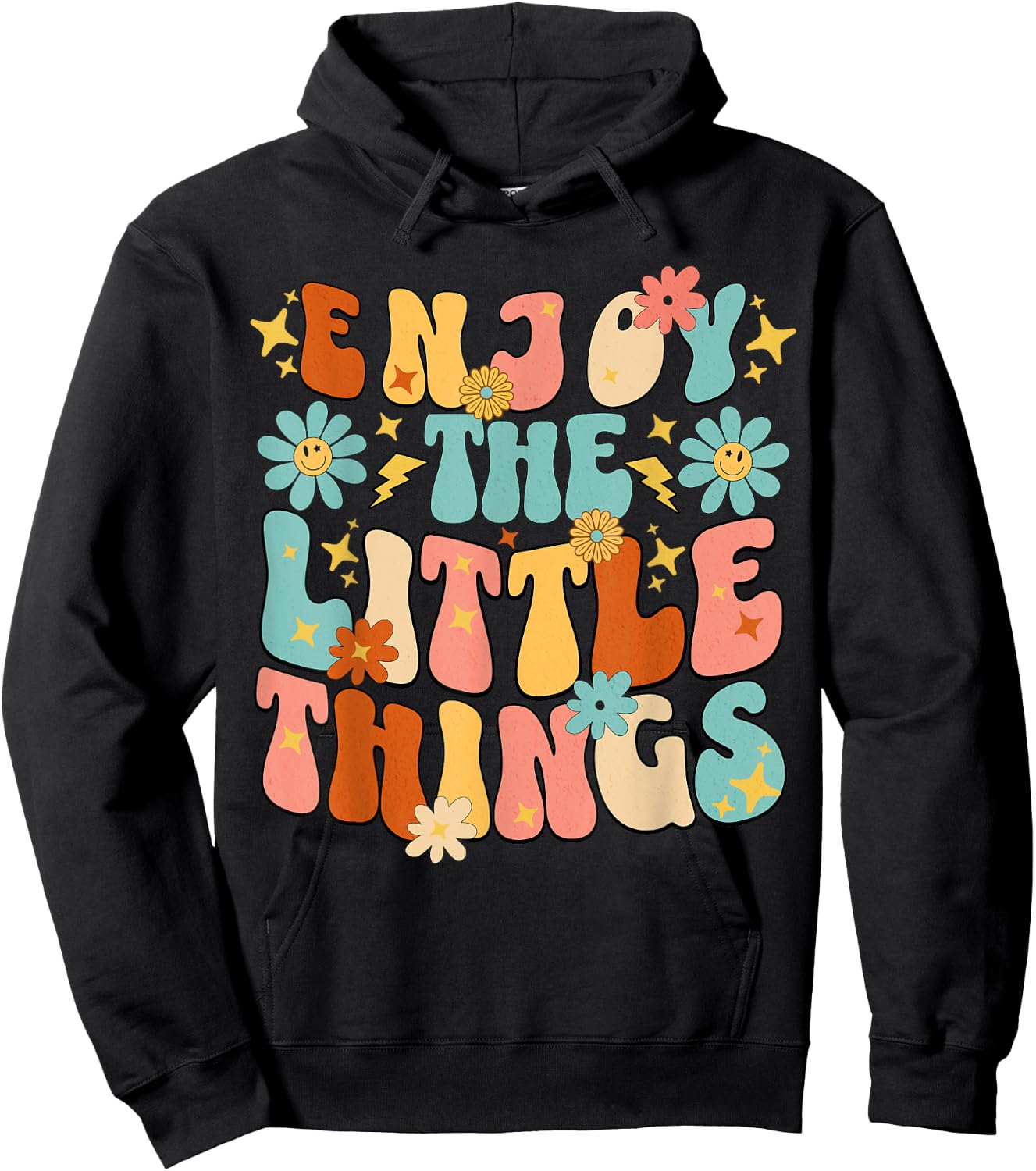 Genießen Sie The Little Things Positive Sprüche Groovy Retro Damen Hoodie - Hoodie | Black