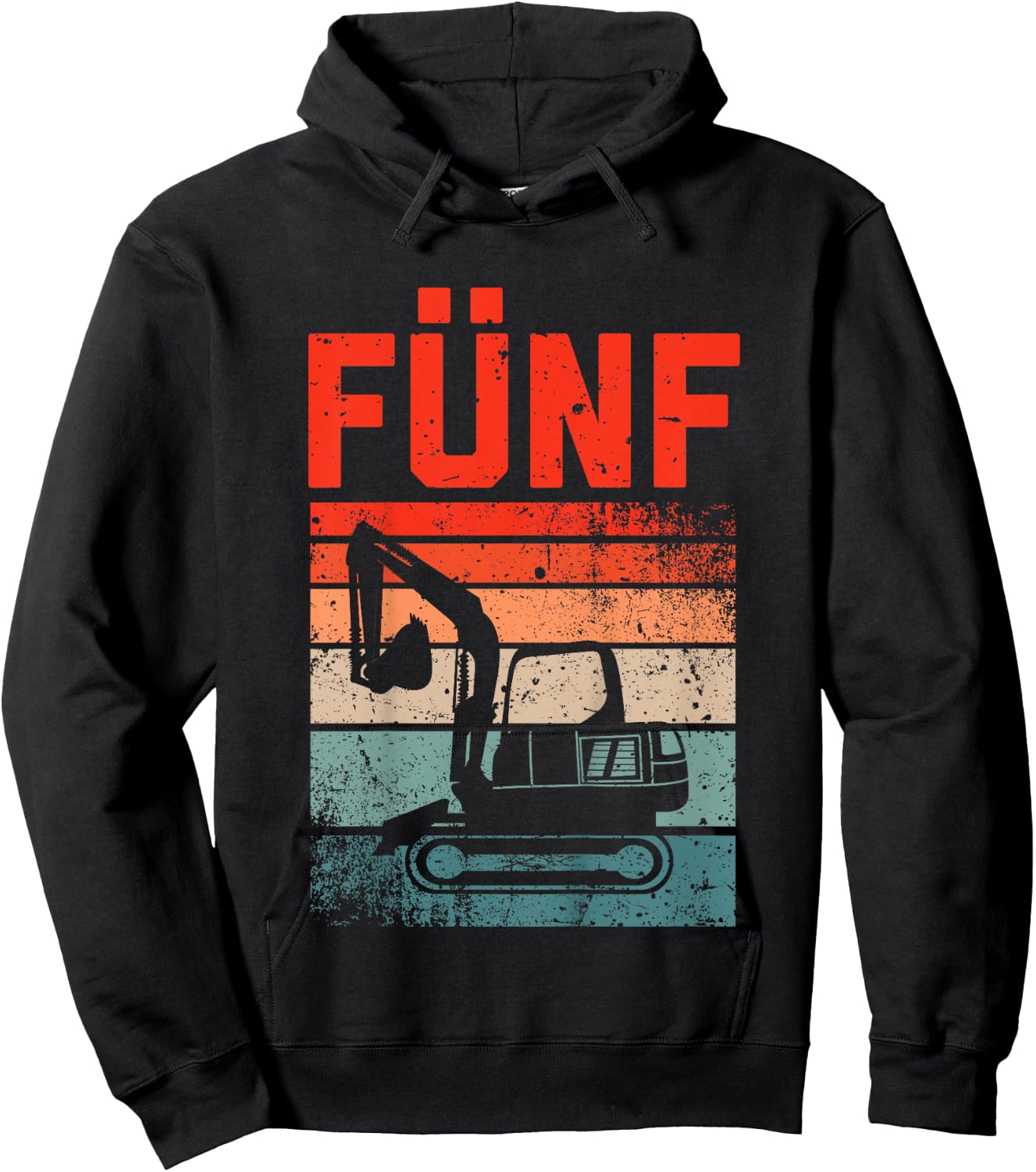 Children's Digger 5 Years | Construction Site | 5th Birthday Boy Digger , black, 80 Hoodie - Hoodie | Black