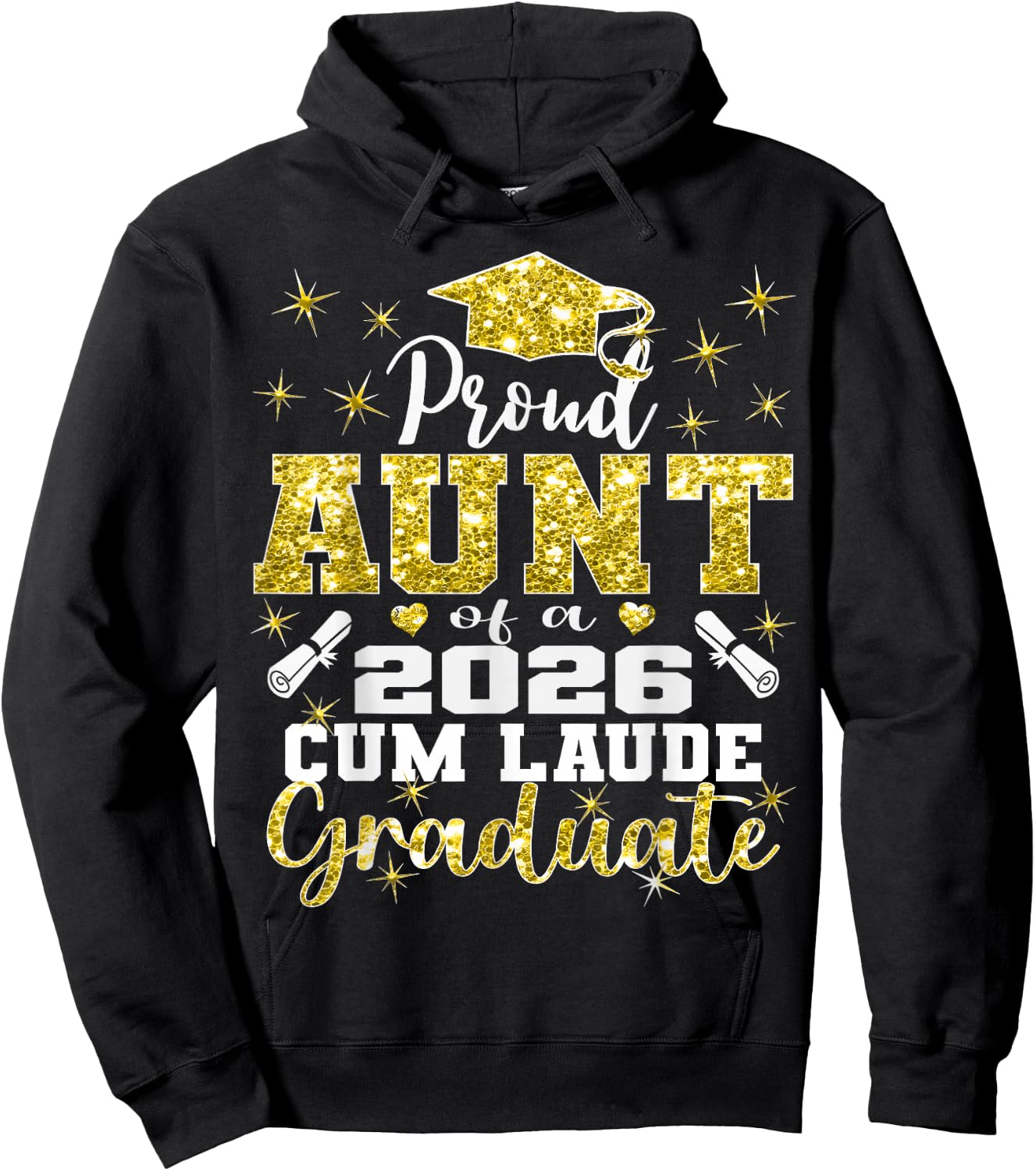 Proud Aunt of 2026 Cum Laude Graduate 26 Hoodie - Hoodie | Black