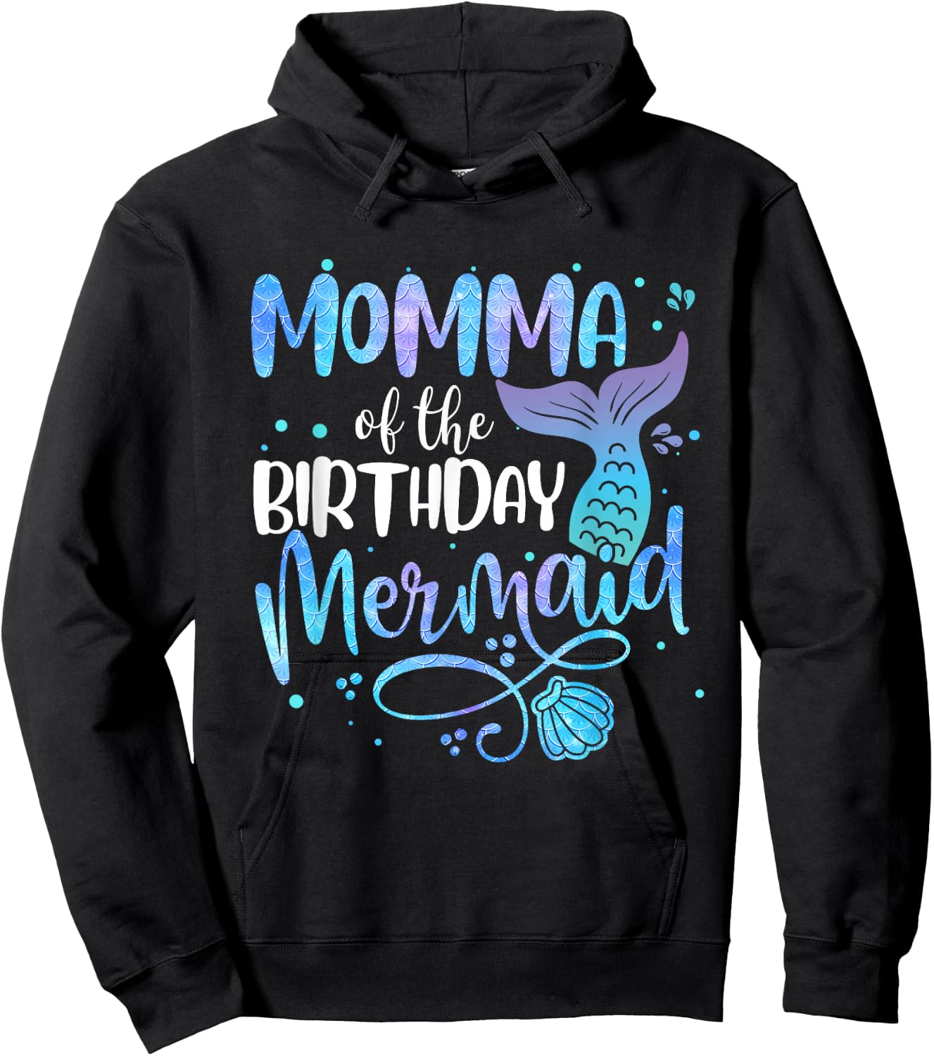 Momma Of The Birthday Mermaid Family Matching Party Squad Hoodie - Hoodie | Black