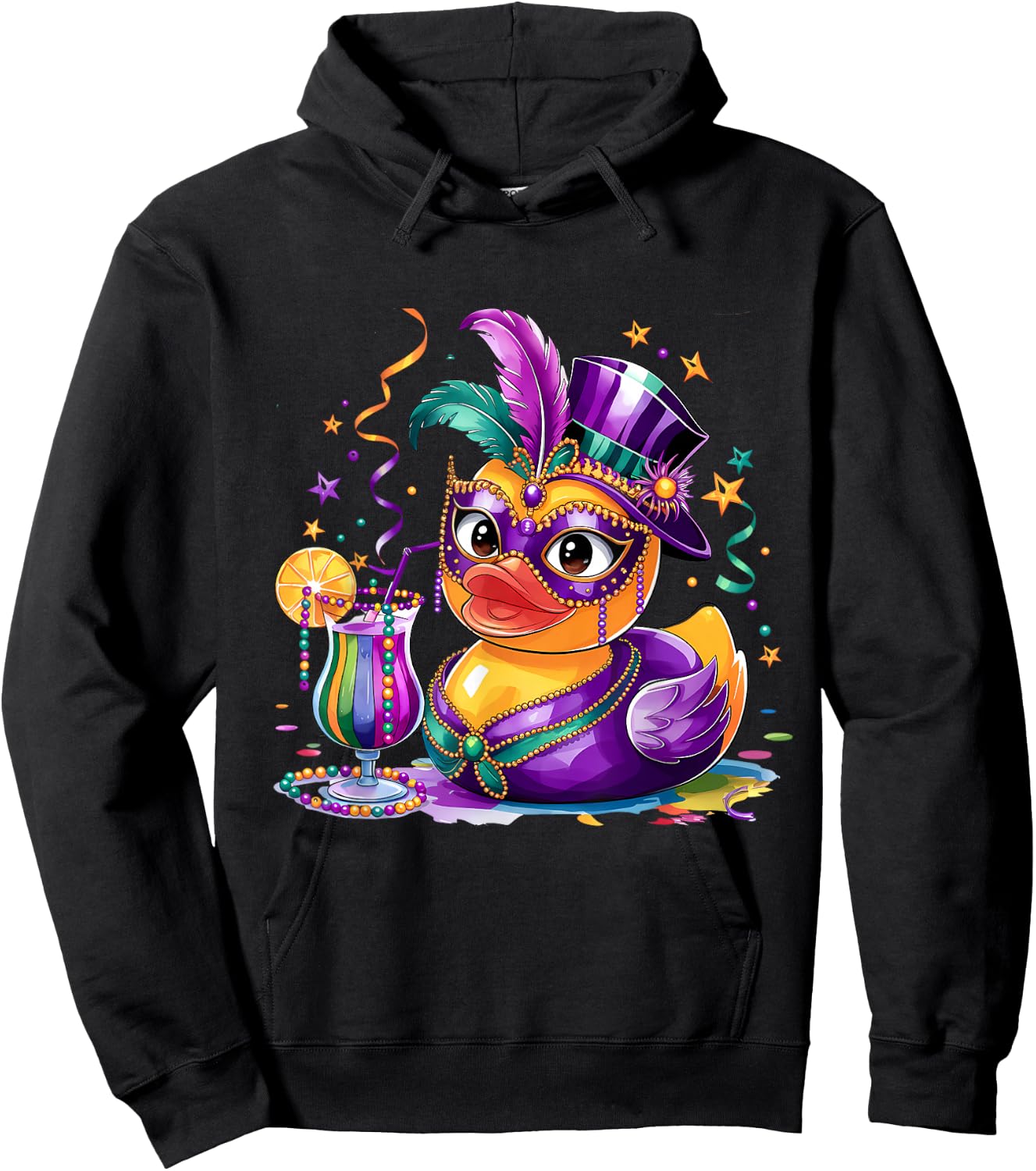 Mardi Gras Rubber Duck Costume Louisiana Mardi Gras Carnival Hoodie - Hoodie | Black