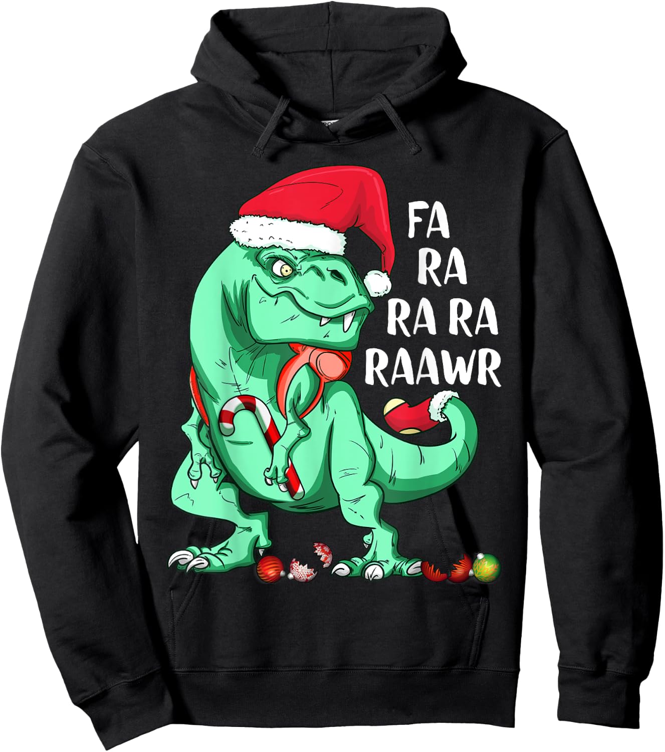 Fun Holiday T-Rex Dinosaur in Santa Hat FA RA RAWR Christmas Hoodie - Hoodie | Black
