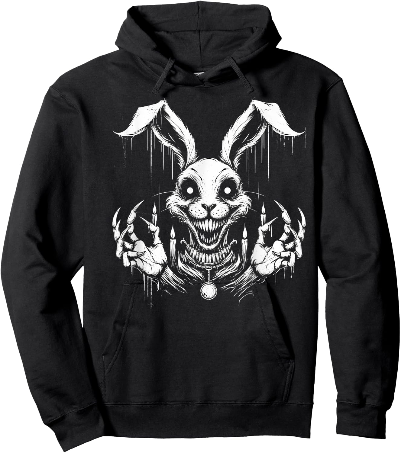 Creepy Goth Rabbit, Horror Bunny, Weirdcore Rabbit Hoodie - Hoodie | Black