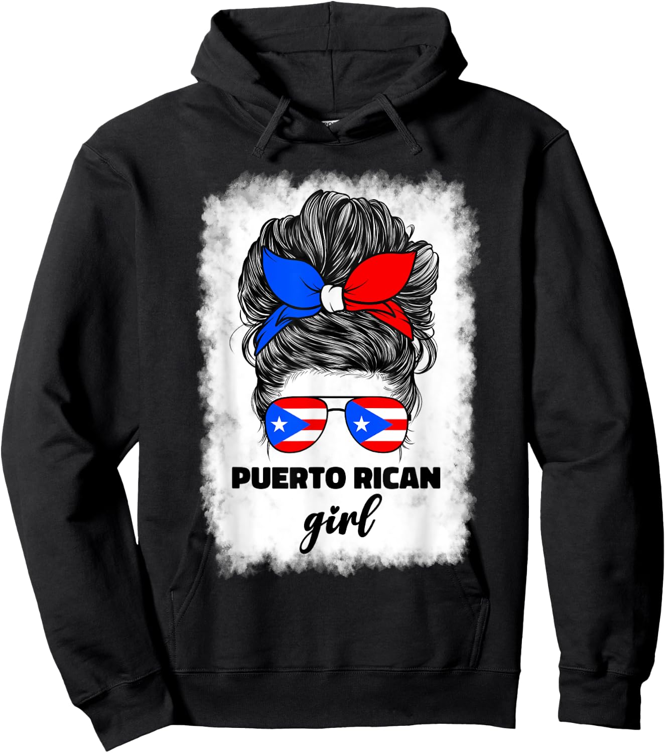 Puerto Rican Girl Cute Boricua Puerto Rico PR Flag Hoodie - Hoodie | Black