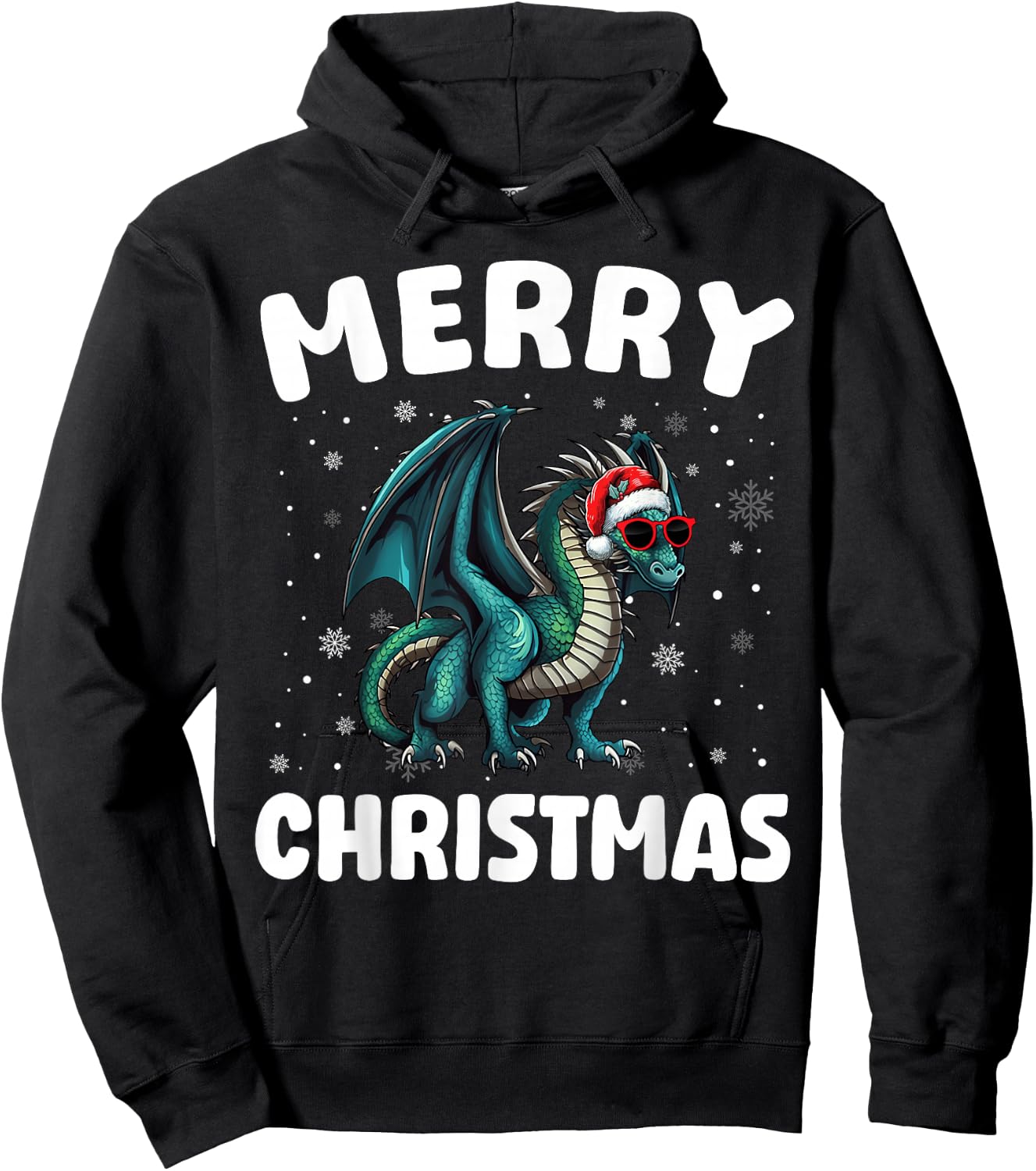 Merry Christmas Dragon Merry Xmas Funny Boy Girl Kids Hoodie - Hoodie | Black