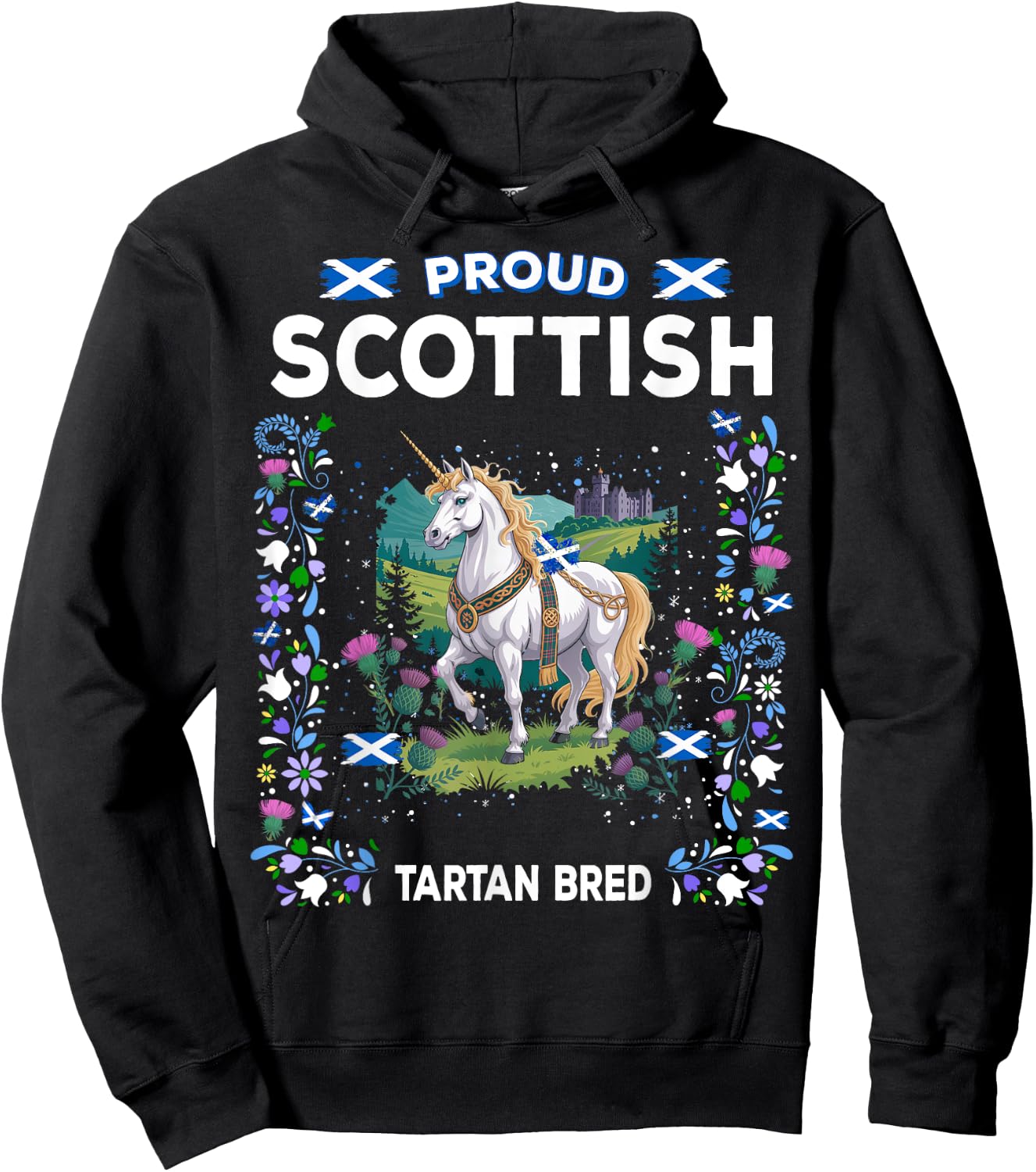 Scottish Unicorn Flag Costume Idea For Kids Scotland Unicorn Hoodie - Hoodie | Black
