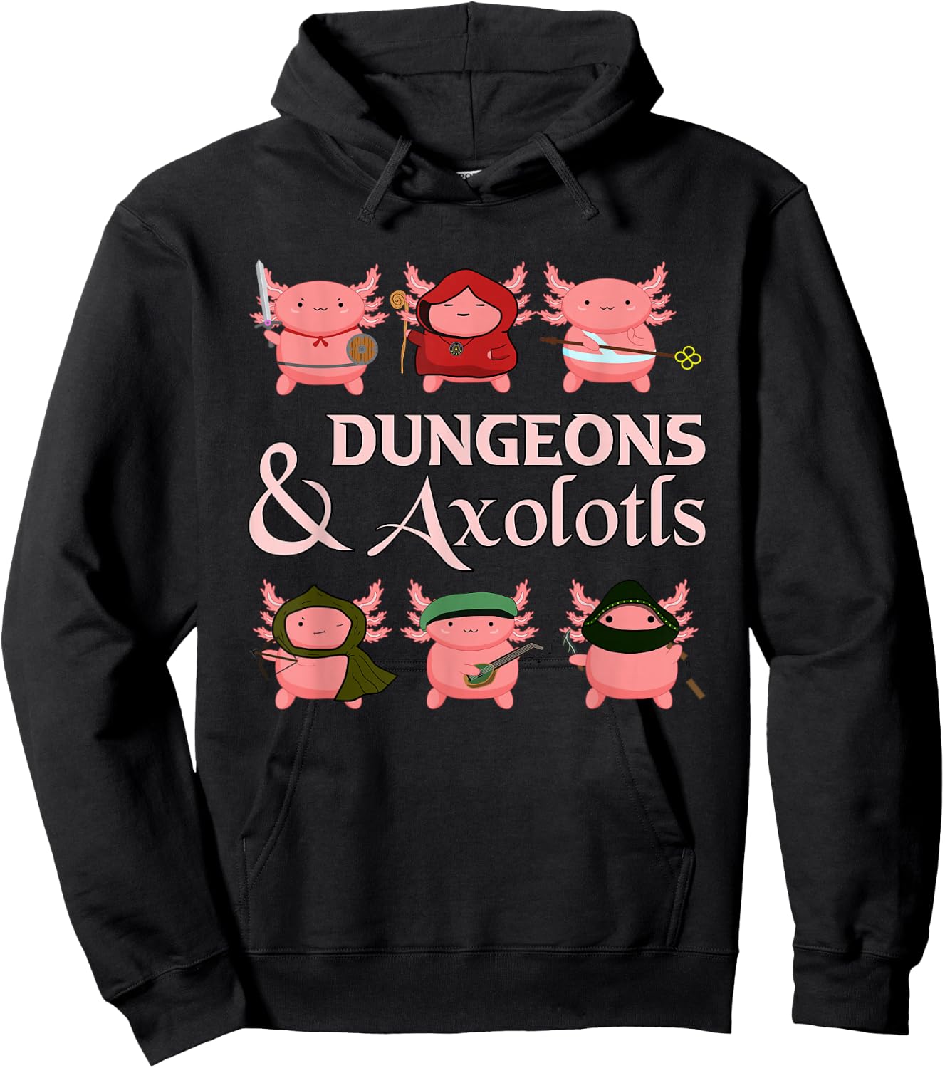 Tabletop Amphibian Adventurer Group Dungeons & Axolotls Hoodie - Hoodie | Black