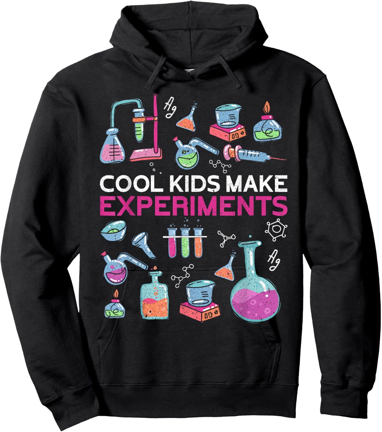 Cool Kids Make Experiments | Children's Funny Chemist , black Hoodie - Hoodie | Black