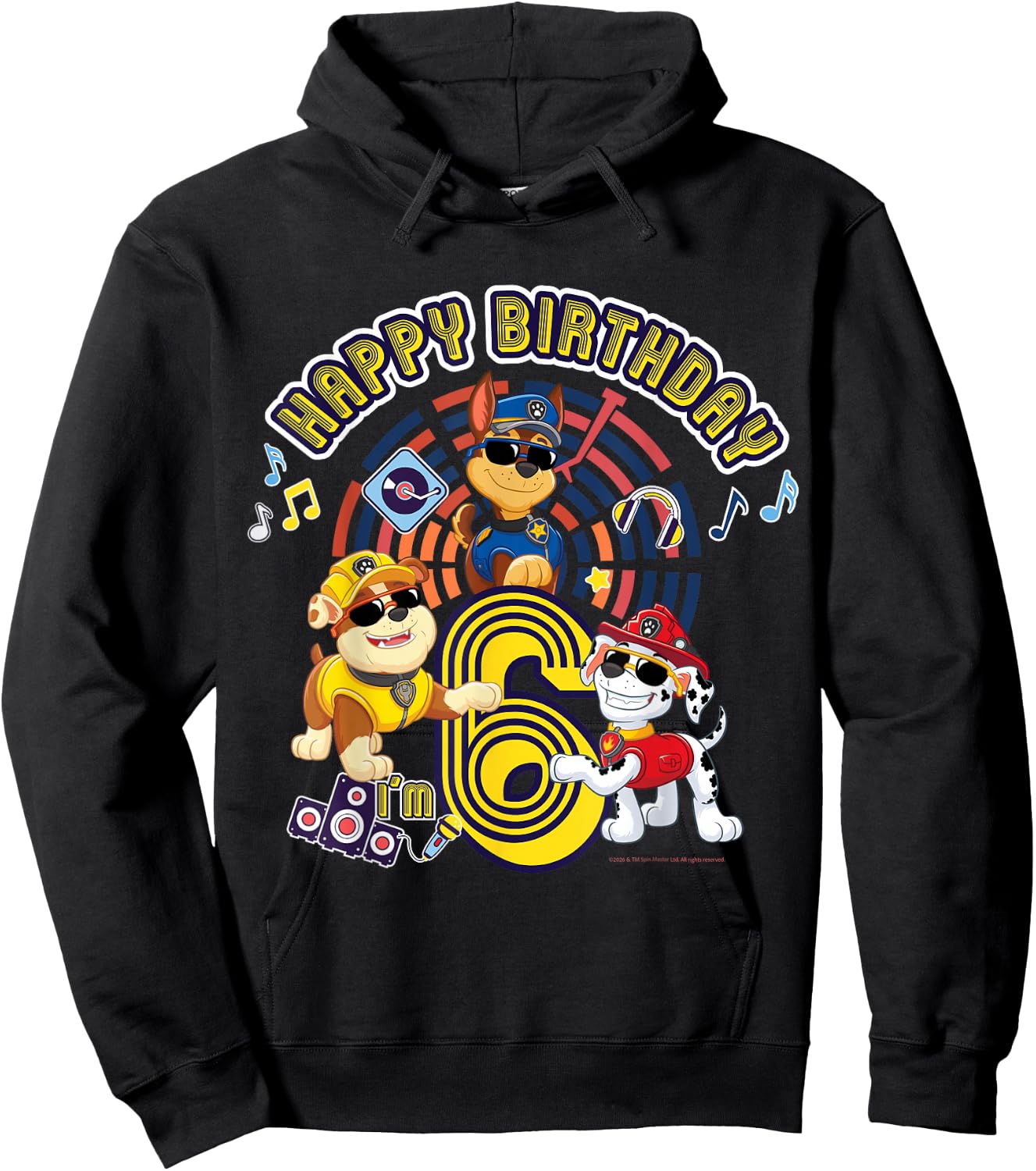 Official Paw Patrol Happy Day Birthday Age 6 Hoodie - Hoodie | Black