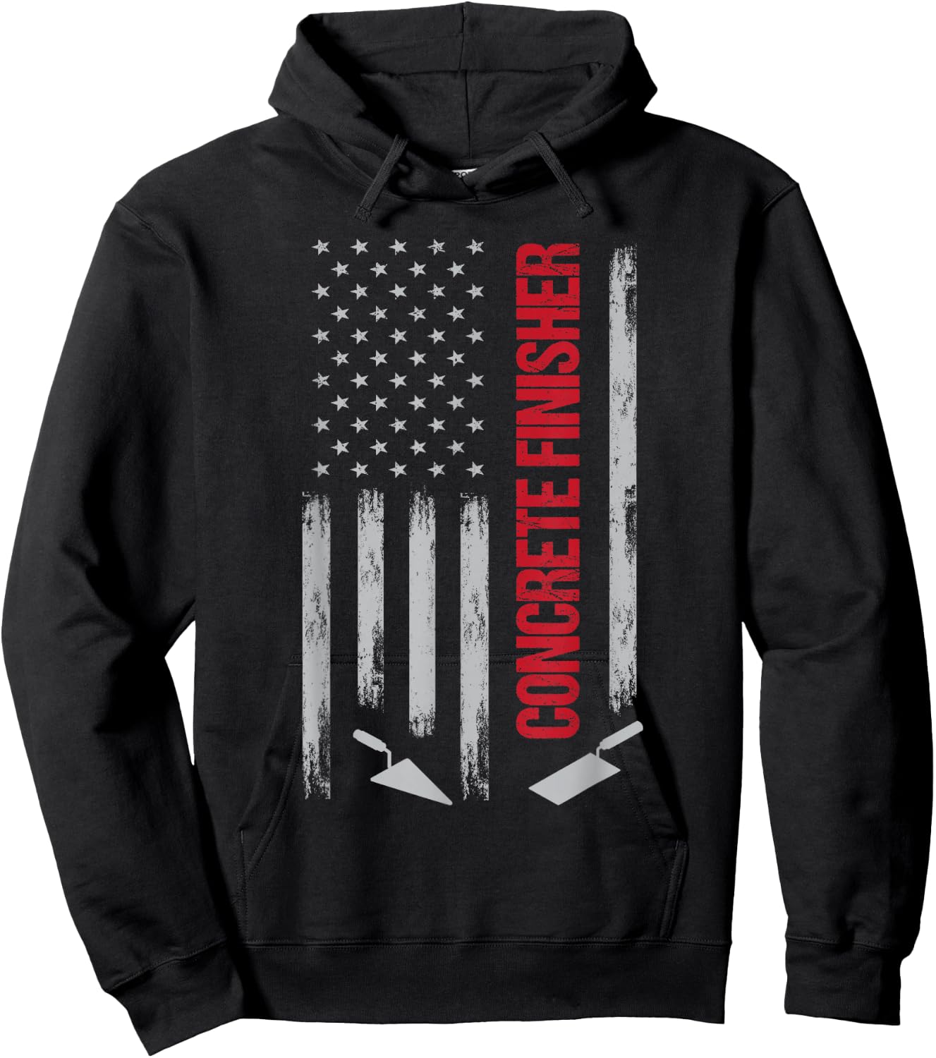 Patriotic Concrete Finisher - American Flag USA Flag Hoodie - Hoodie | Black