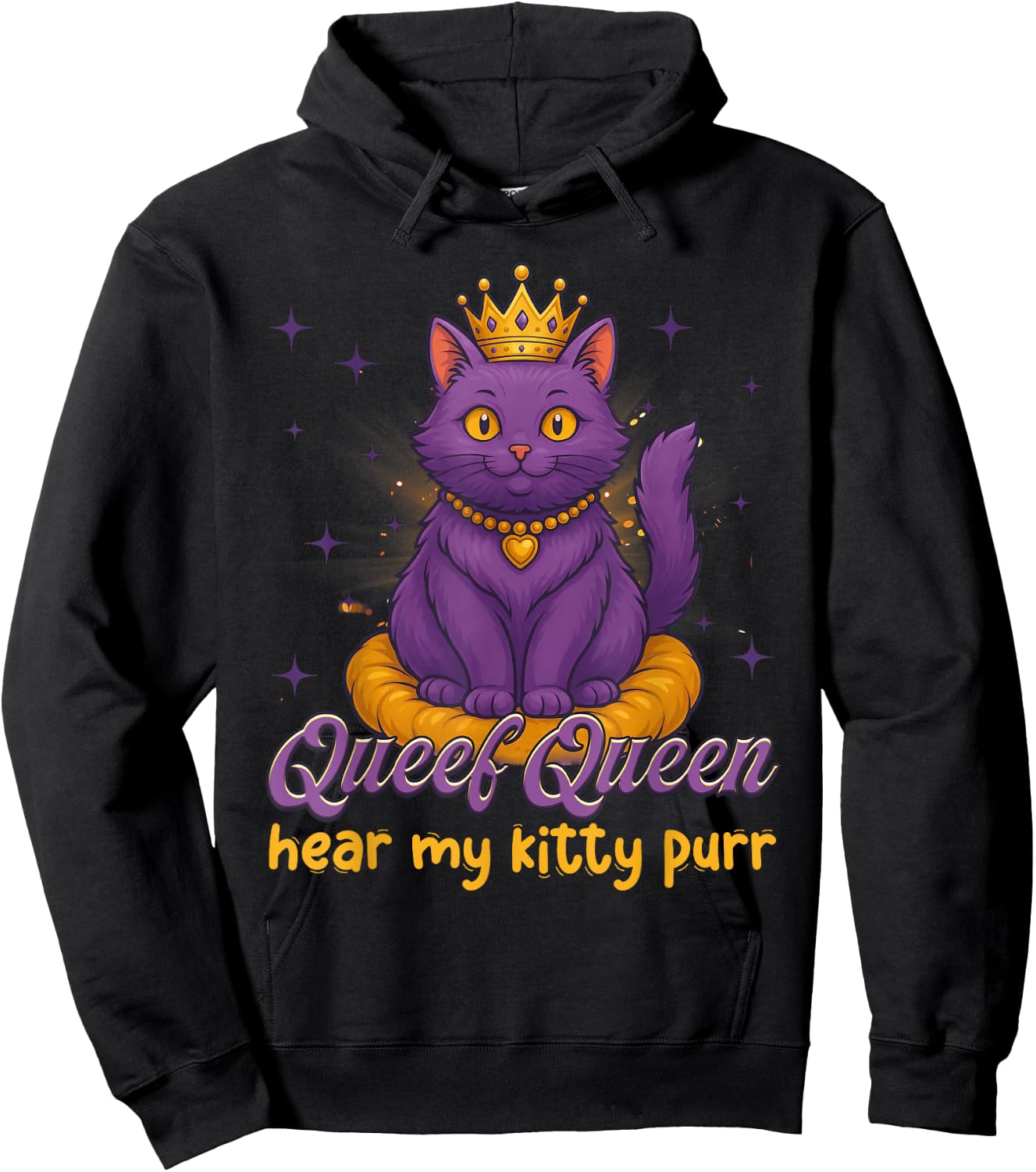Funny Queef Queen Cat Inappropriate Dirty Adult Humor Jokes Hoodie - Hoodie | Black