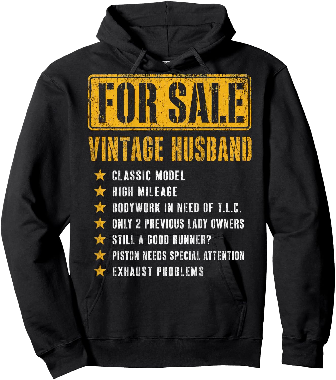 (ON Back) for Sale Vintage Husband Classic Model Fathers Day Hoodie - Hoodie | Black