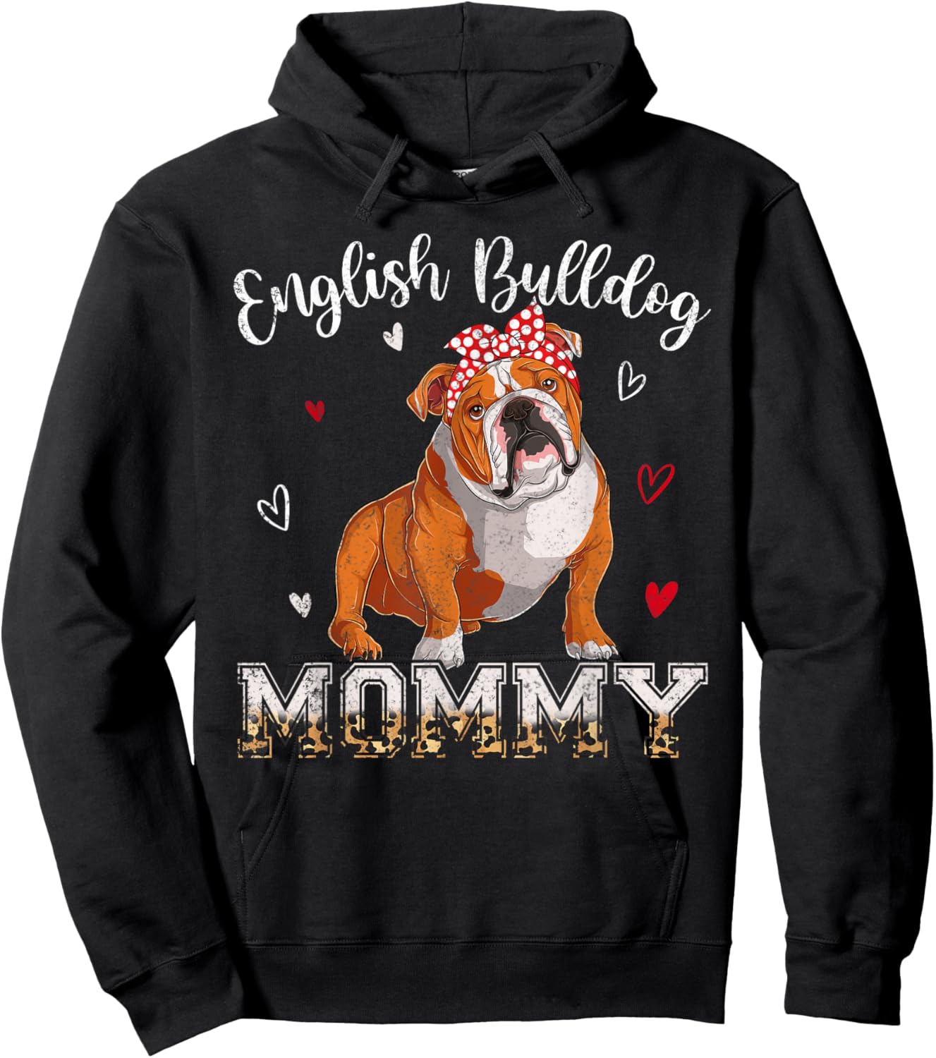 Dog Mommy Headband Heart English Bulldog Lover Mothers Day Hoodie - Hoodie | Black