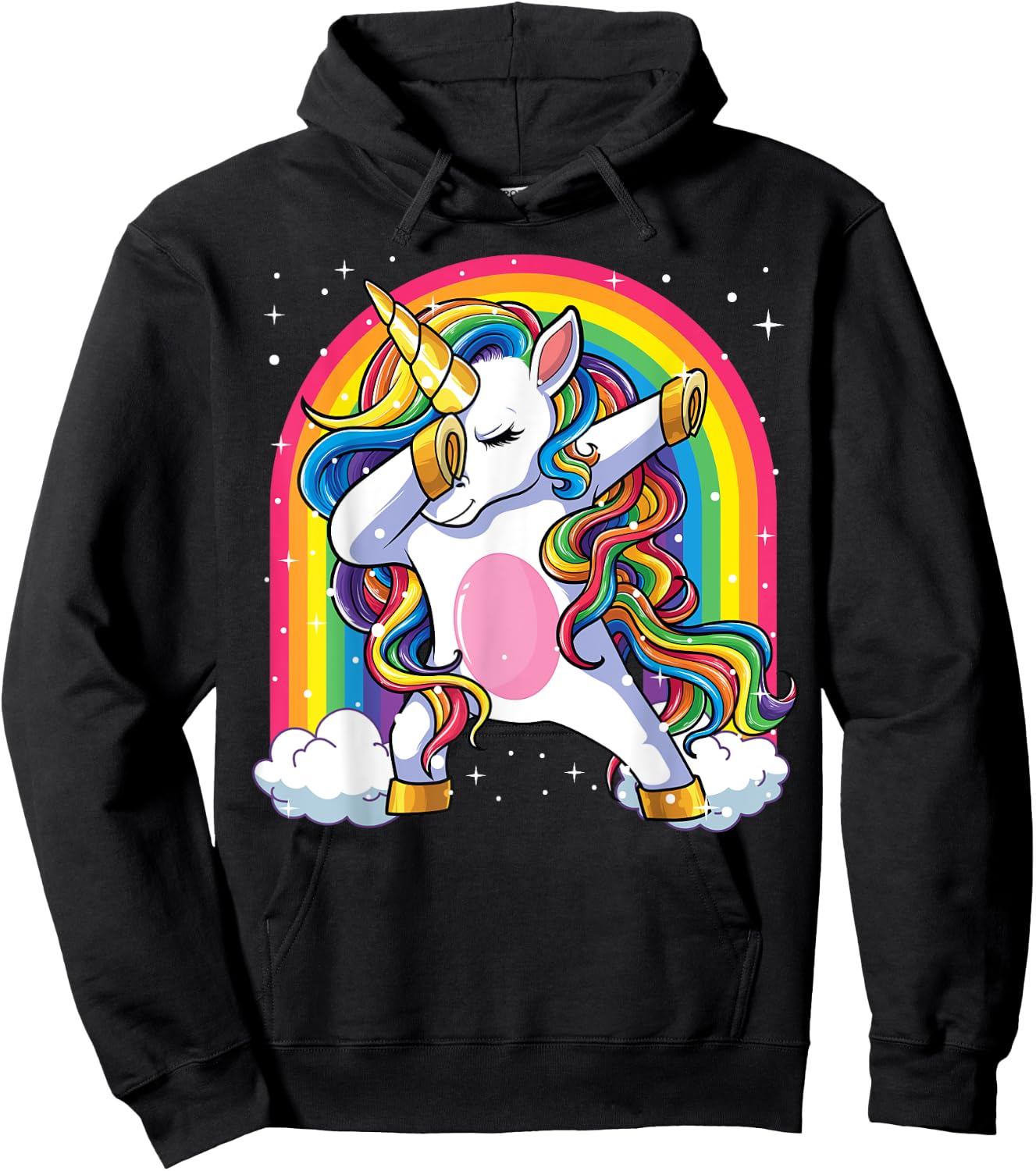 Dabbing Unicorn Shirt Girls Kids Unicorns Women Rainbow Hoodie - Hoodie | Black