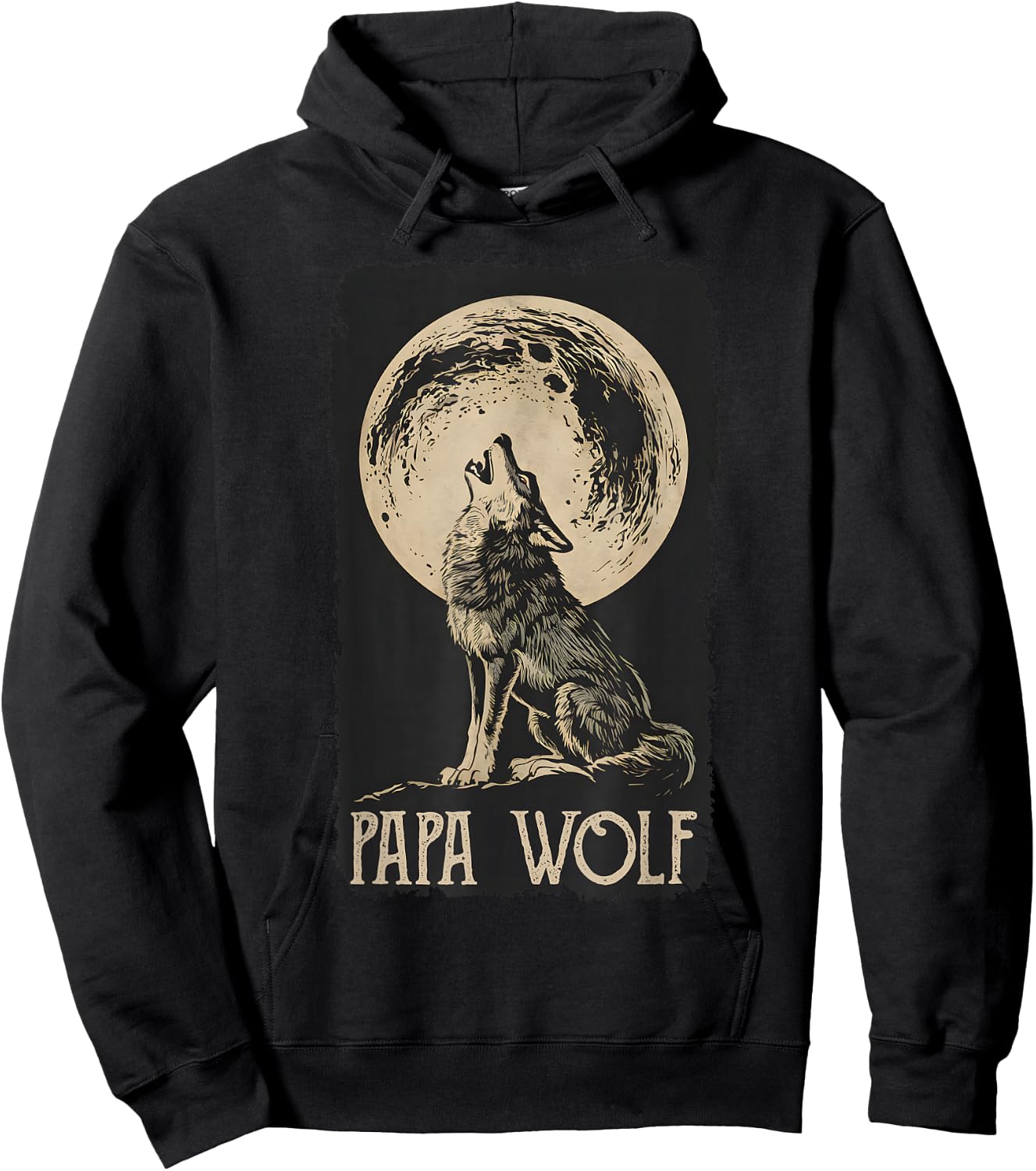 Dad Wolf Geschenk Ideen Für Herren Heulender Wolf Vater Vollmond Männer Papa Wolf Grau S Klassisch V-Ausschnitt Hoodie - Hoodie | Black