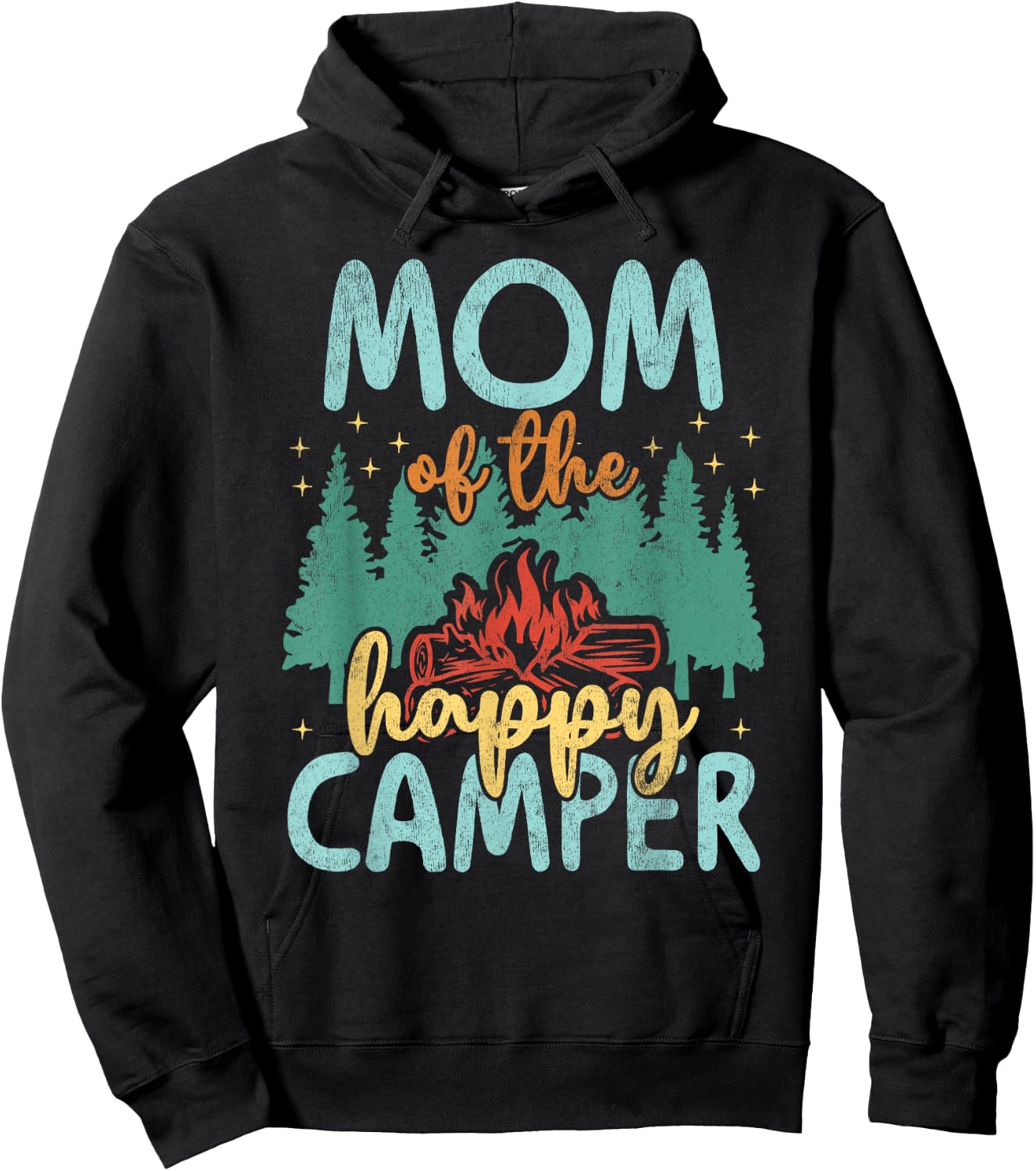 Mom of Happy Camper 1st Birthday Party Retro Mom Hoodie - Hoodie | Black