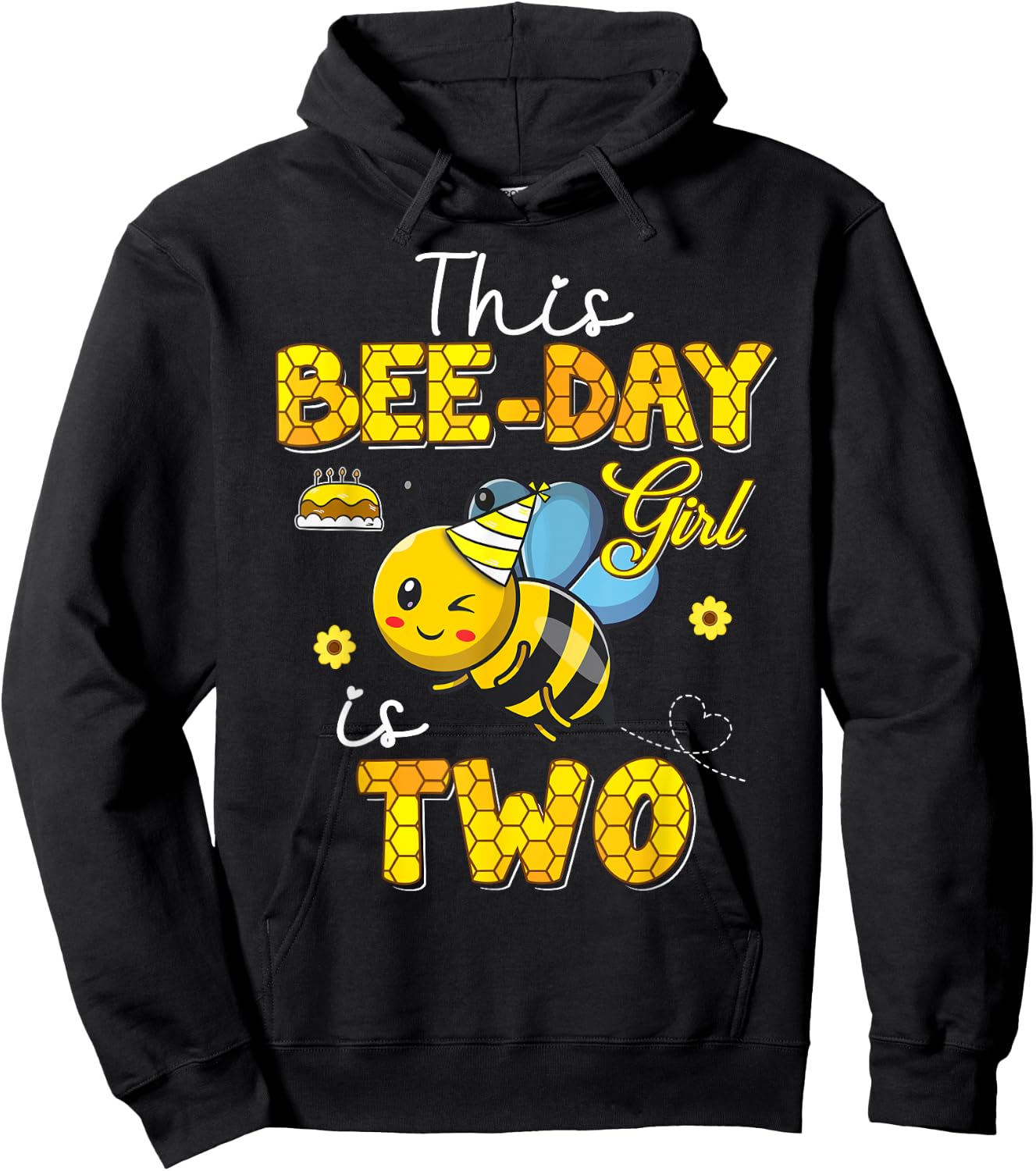 This Bee-Day Girl Is Two 2 Years Old 2nd Birthday Toddler Hoodie - Hoodie | Black